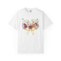 Flower Tea Cups Shirt Easter Blossoms Gift Women Paint Tee Teacup T-Shirt Spring Fan Artistic Tshirt Floral Graphic Retro Ribbon Tshirt