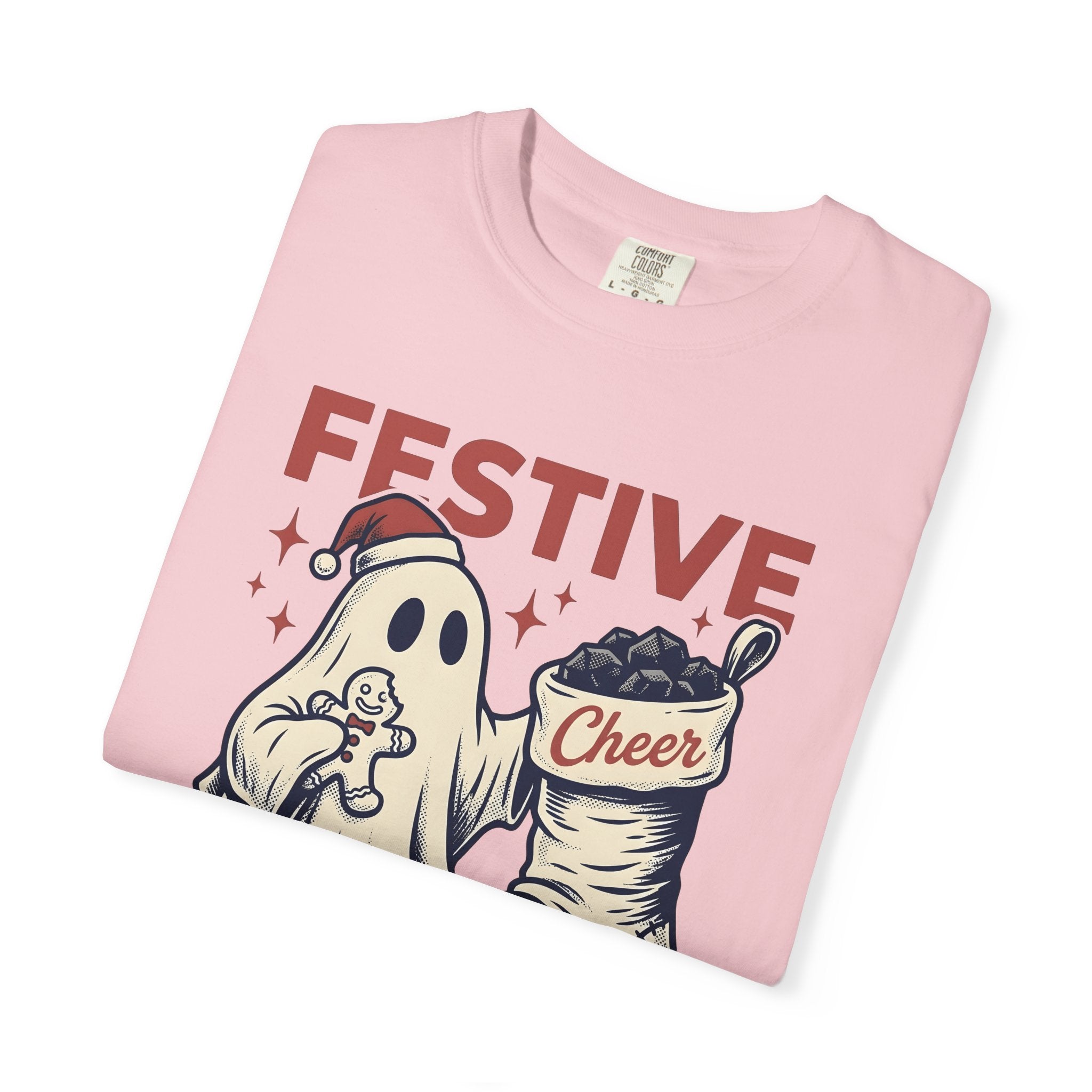 Ghost Santa Hat Shirt Christmas Humor Gift Women Vintage Tee Santa Hat T-Shirt Christmas Fan Santa Hat Tshirt Comedy Graphic Retro Christmas