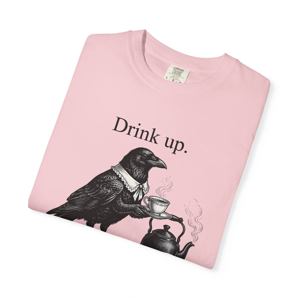 Crow Tea Shirt Funny Dark Gift Women Retro Tee Tea T-Shirt Humor Fan Vintage Tshirt Gothic Graphic Sketch Kettle Tshirt