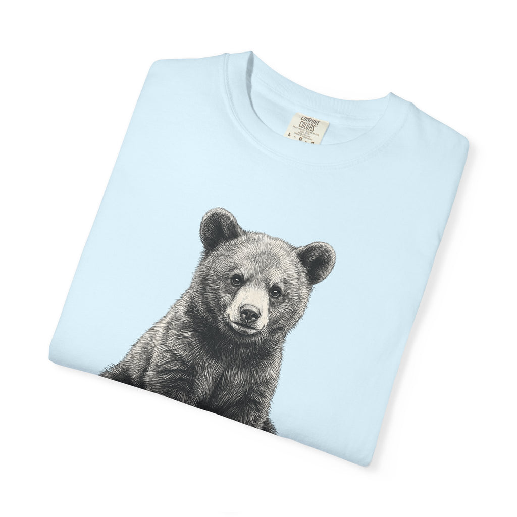 Bear Baby Shirt Animals Fauna Gift Women Sketch Tee Cub T-Shirt Wildlife Fan Animal Tshirt Wildlife Graphic Retro Pine Cone Tshirt