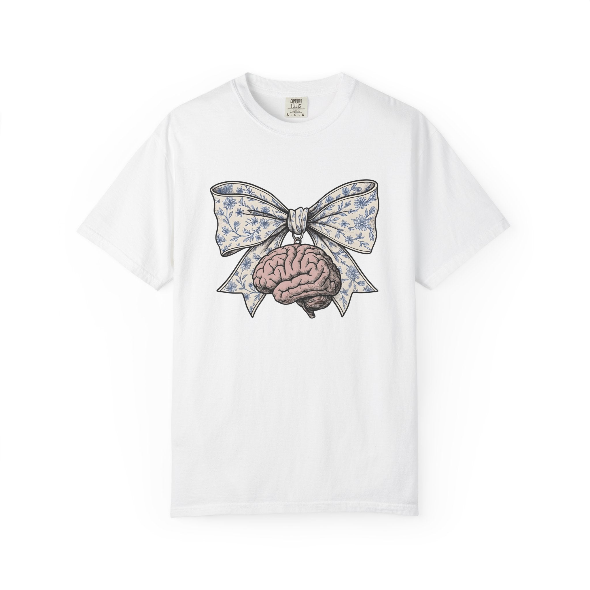Neurological Bow Shirt Nurses Anatomy Gift Women Classic Tee Brain T-Shirt Nurse Enthusiast Vintage Tshirt Anatomical Graphic Line Art