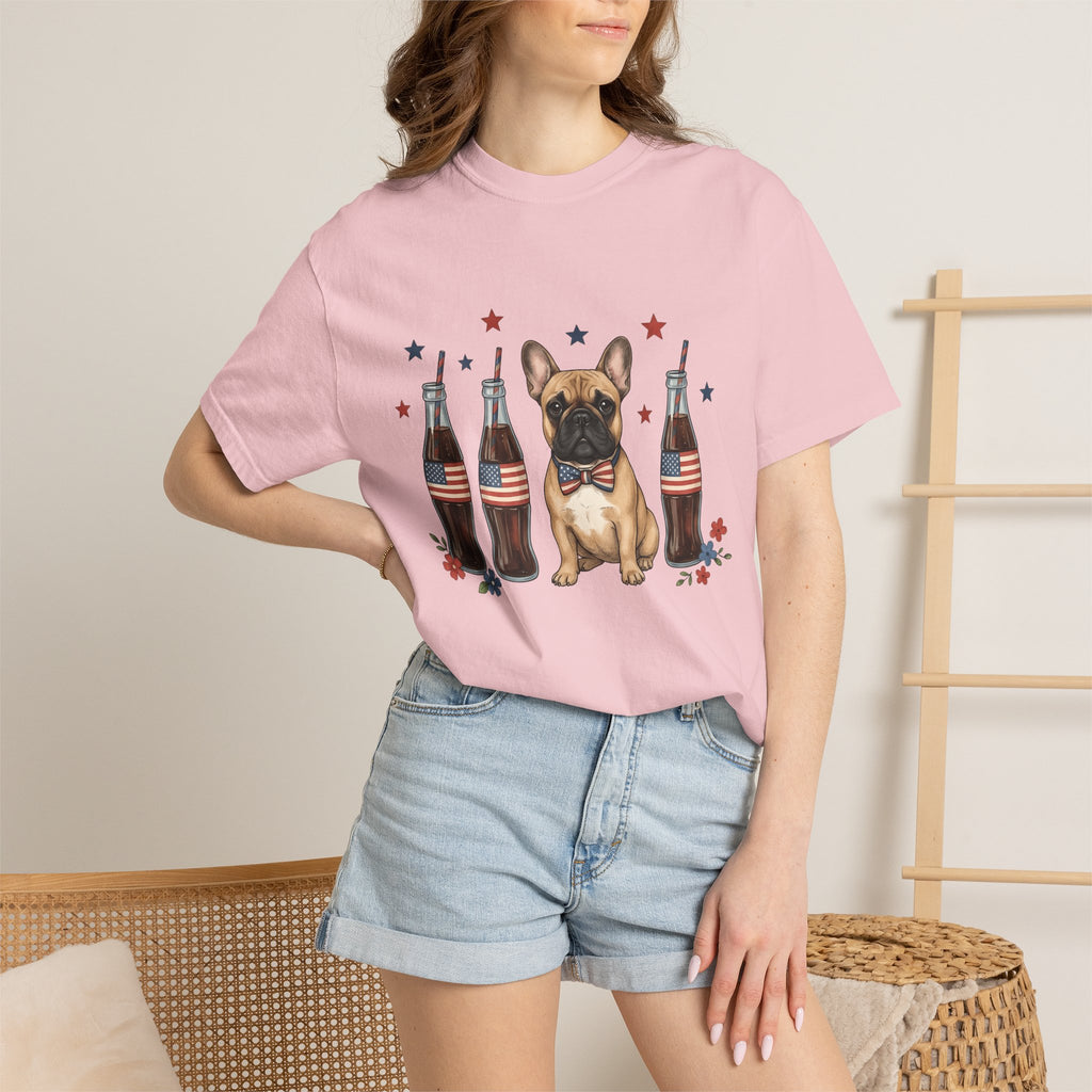 French Bulldog Shirt Dog Usa Gift Women Cartoon Tee Bulldog T-Shirt Dog Fan Toon Tshirt American Graphic Hand Drawn Soda Bottles Tshirt