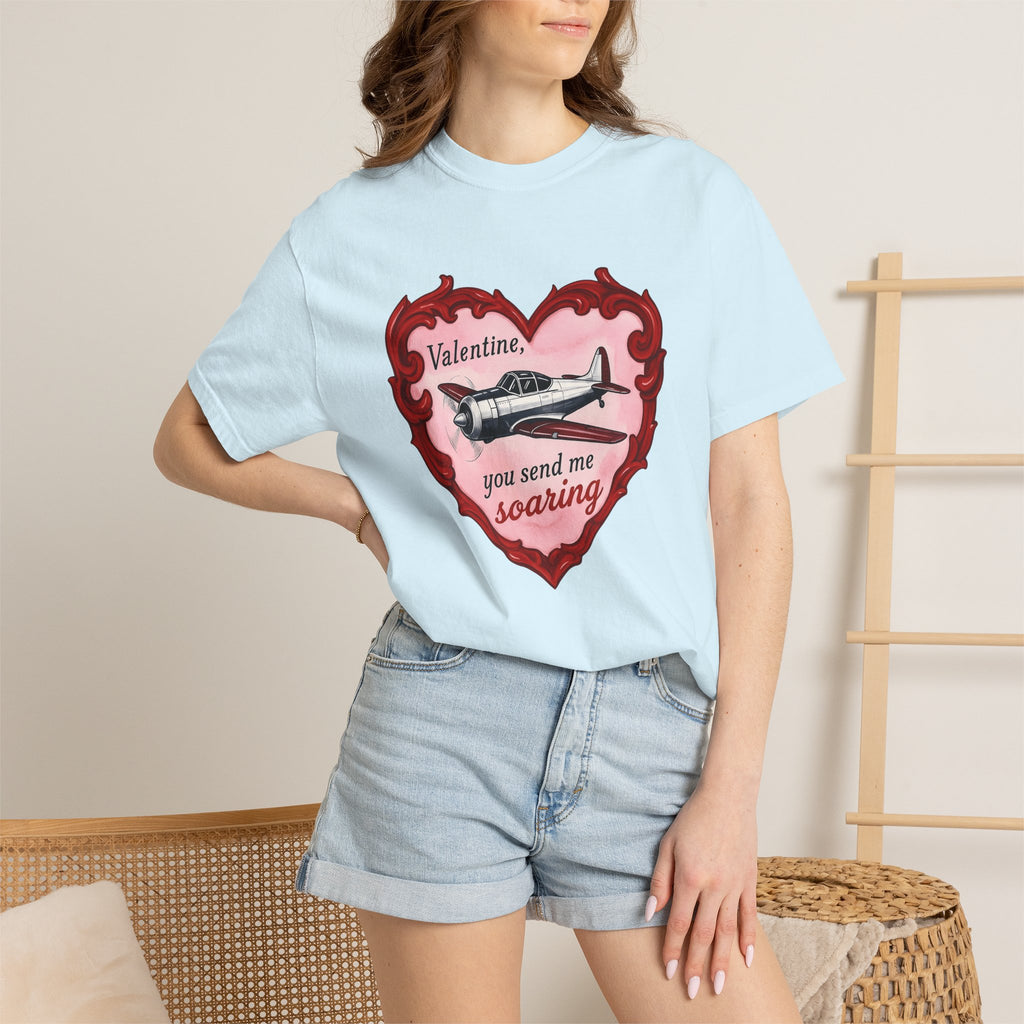 Airplane Love Shirt St Valentines Day Airplane Gift Women Retro Tee Aeroplane T-Shirt Valentine Fan Vintage Tshirt Aircraft Graphic Sketch