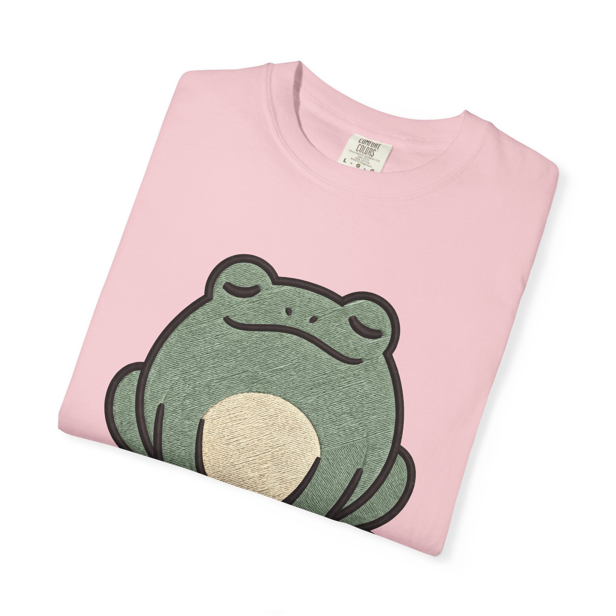 Frog Graphic Shirt Animals Nature Gift Women Embroidery Tee Toad T-Shirt Wildlife Fan Stitched Tshirt Environmental Graphic Minimalist