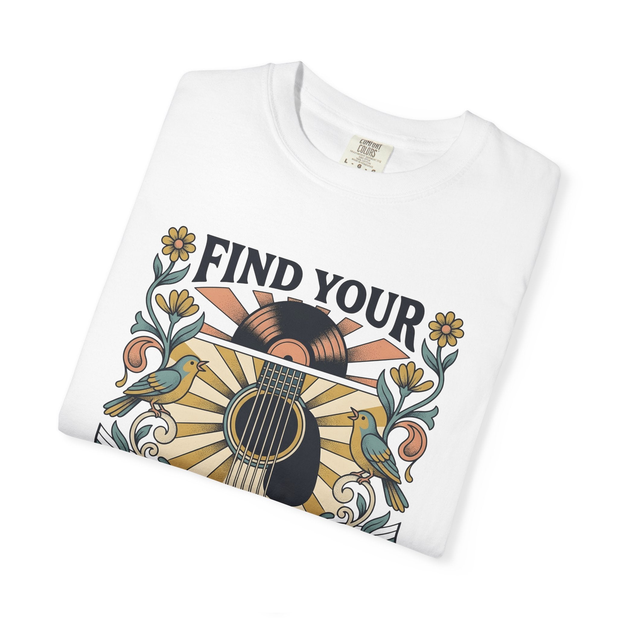 Acoustic Flower Birds Shirt Cottagecore Sound Gift Women Tribal Tee Floral T-Shirt Homebody Fan Ethnic Tshirt Audio Graphic Retro Music Disc