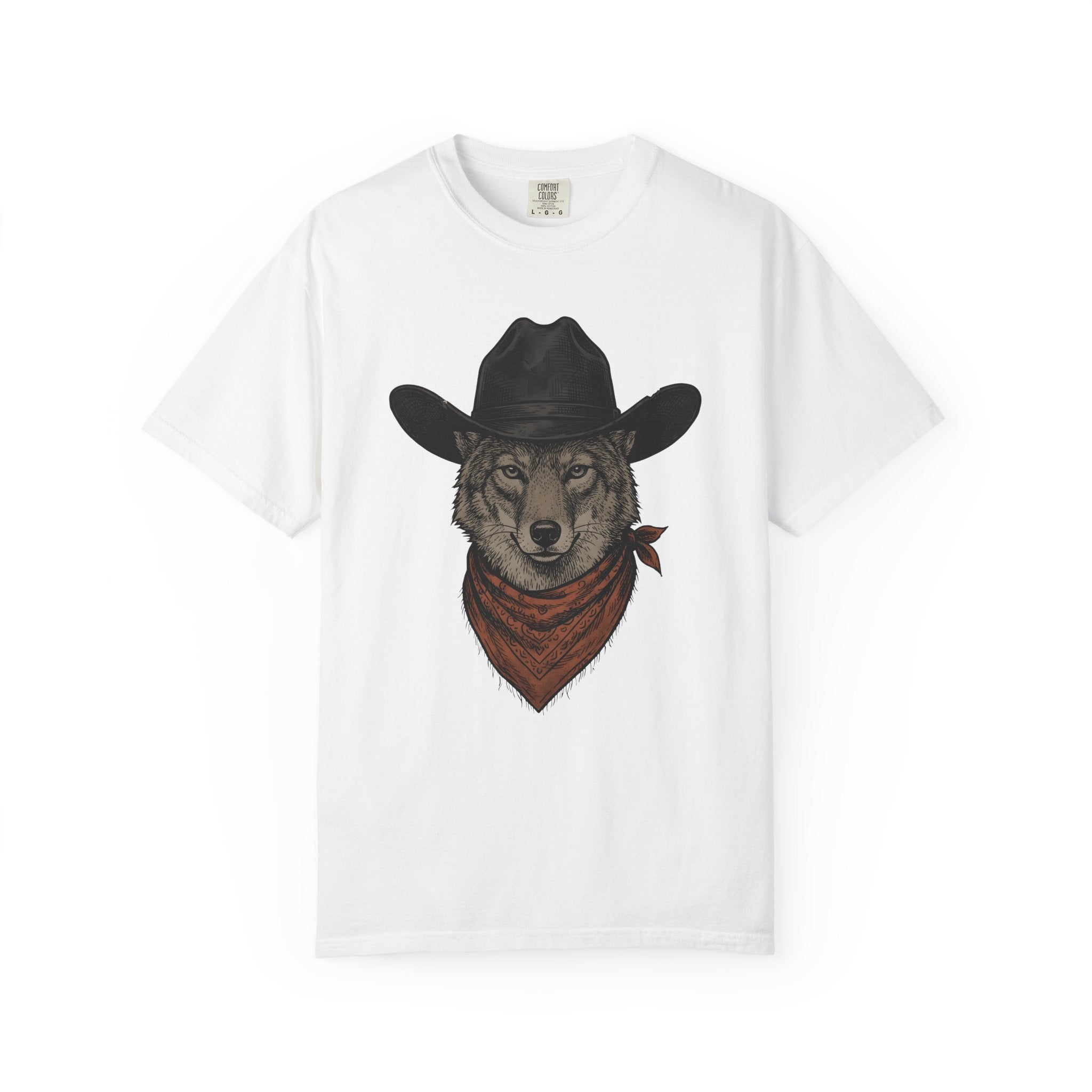 Wolf Cowboy Shirt Cowgirl Western Gift Women Vintage Tee Werewolf T-Shirt Cowboy Fan Rodeo Graphic Tshirt Hand Drawn Bandana Tshirt