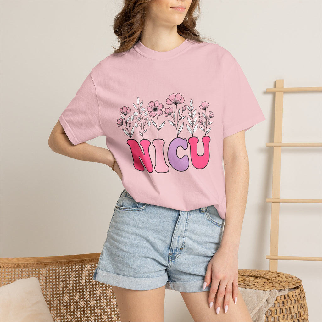 Floral Letters Shirt NICU Nurse Healthcare Gift Women Whimsical Tee Alphabet T-Shirt Nurse Practitioner Enthusiast Illustrative Tshirt