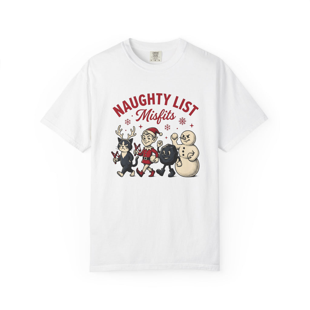 Playful Xmas Characters Shirt Christmas Fun Gift Women Sketch Tee Christmas Characters T-Shirt Xmas Fan Christmas Illustration Design