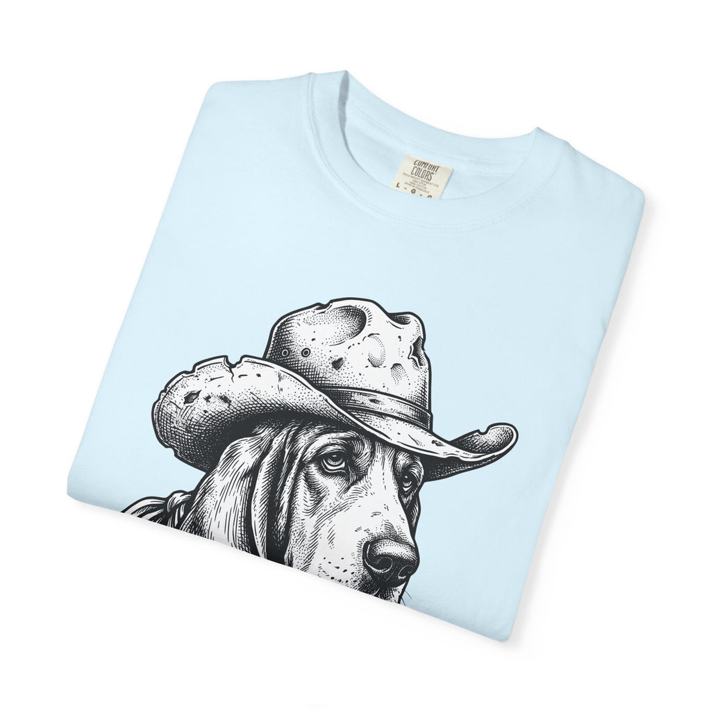 Basset Hound Western Shirt Dog Cowboys Gift Women Sketch Tee Hound T-Shirt Dog Fan Drawing Graphic Tshirt Retro Neckerchief Tshirt