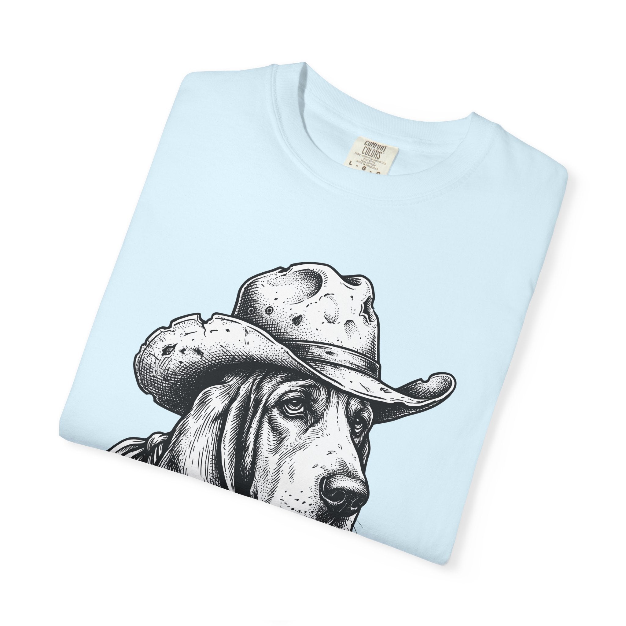 Basset Hound Western Shirt Dog Cowboys Gift Women Sketch Tee Hound T-Shirt Dog Fan Drawing Graphic Tshirt Retro Neckerchief Tshirt