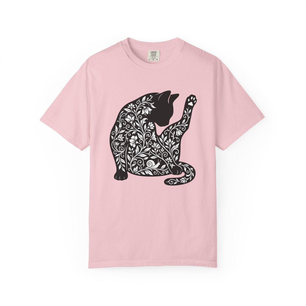 Flower Cat Shirt Cat Outdoors Gift Women Hippie Tee Kitty T-Shirt Cat Fan Boho Tshirt Nature Graphic Simple Slug Tshirt