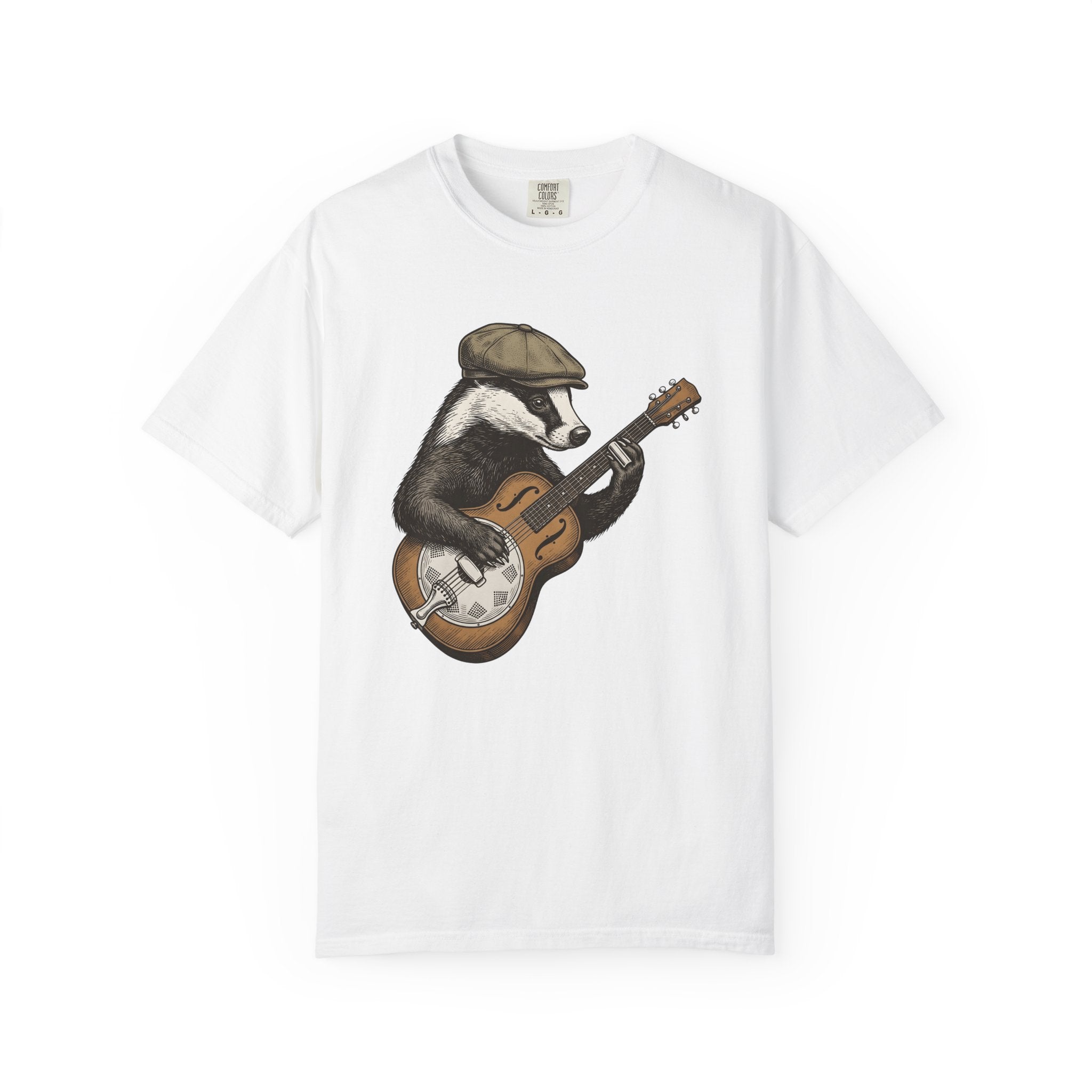 Badger Guitar Shirt Animals Melody Gift Women Antique Tee Guitar T-Shirt Wildlife Fan Vintage Tshirt Music Graphic Pen And Ink Beanie Tshirt