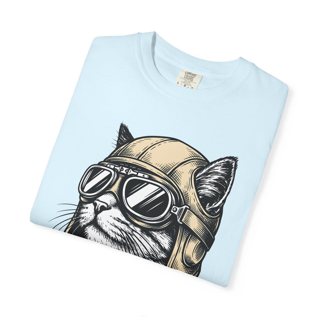 Cat Helmet Shirt Cat Animal Gift Women Hand Drawn Tee Kitty Helmet T-Shirt Cat Fan Feline Tshirt Illustrated Graphic Creature Illustration