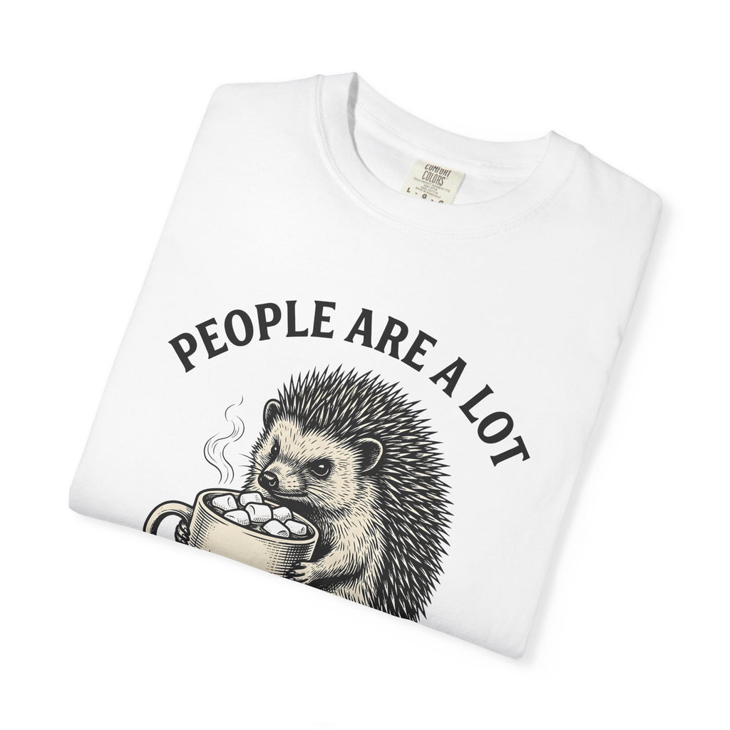 Hedgehog Mug Shirt Drinks Animal Gift Women Hand Drawn Tee Porcelain T-Shirt Beverage Fan Ceramic Tshirt Wildlife Graphic Vintage