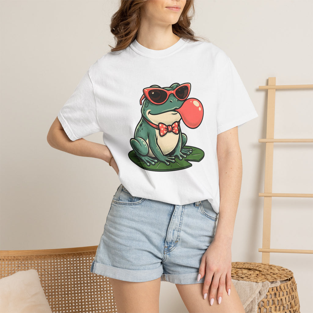Frog Eyewear Shirt Easter Creatures Gift Women Line Art Tee Glasses T-Shirt Easter Fan Spectacles Tshirt Animal Graphic Old School Bowtie