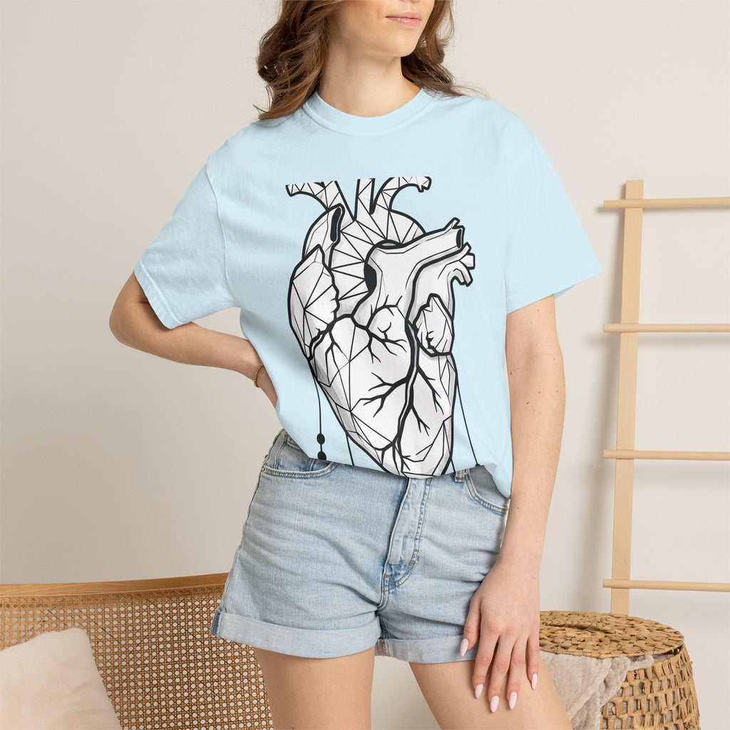 Angular Heart Shirt Boho Chic Ink Gift Women Sketch Tee Heart T-Shirt Bohemian Fan Doodle Tshirt Tattoo Graphic Graphic Stones Tshirt