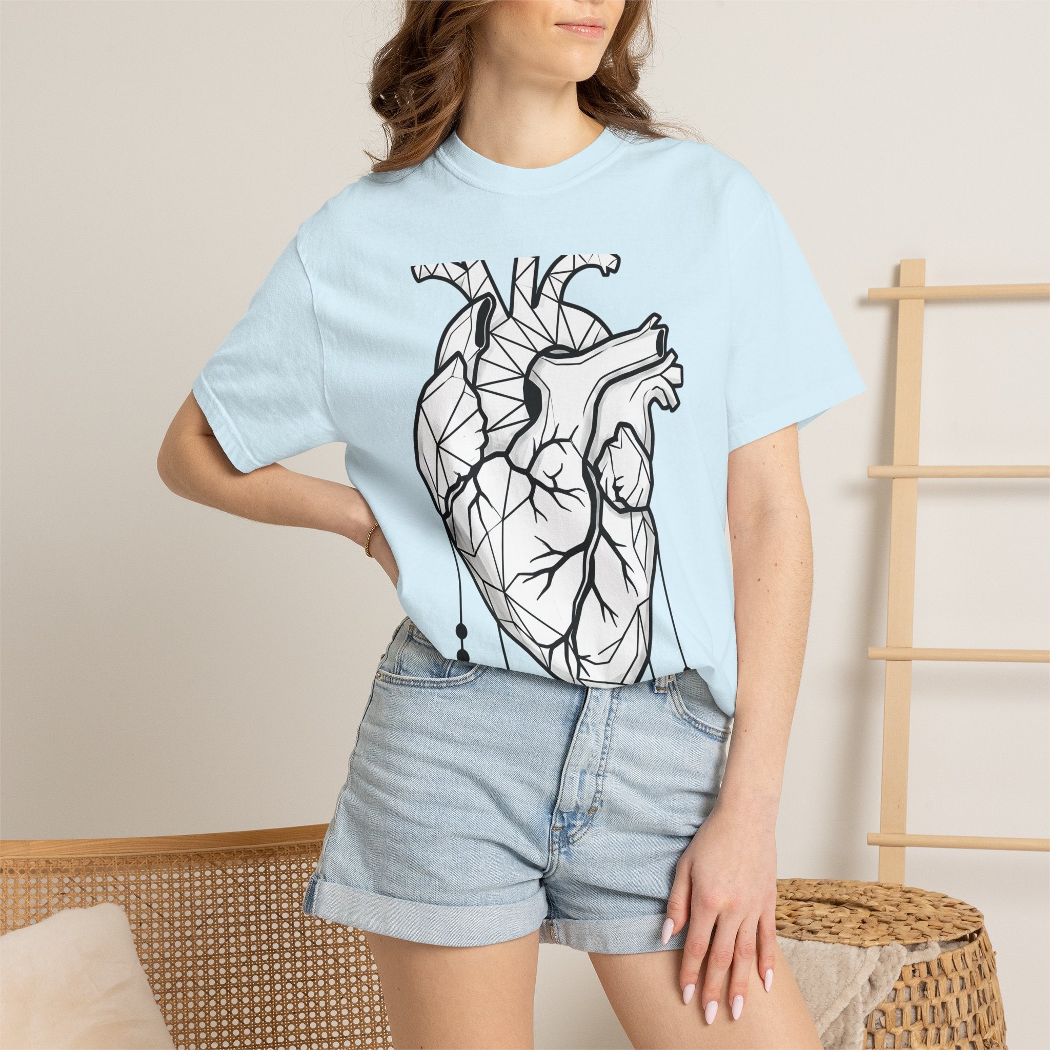 Angular Heart Shirt Boho Chic Ink Gift Women Sketch Tee Heart T-Shirt Bohemian Fan Doodle Tshirt Tattoo Graphic Graphic Stones Tshirt