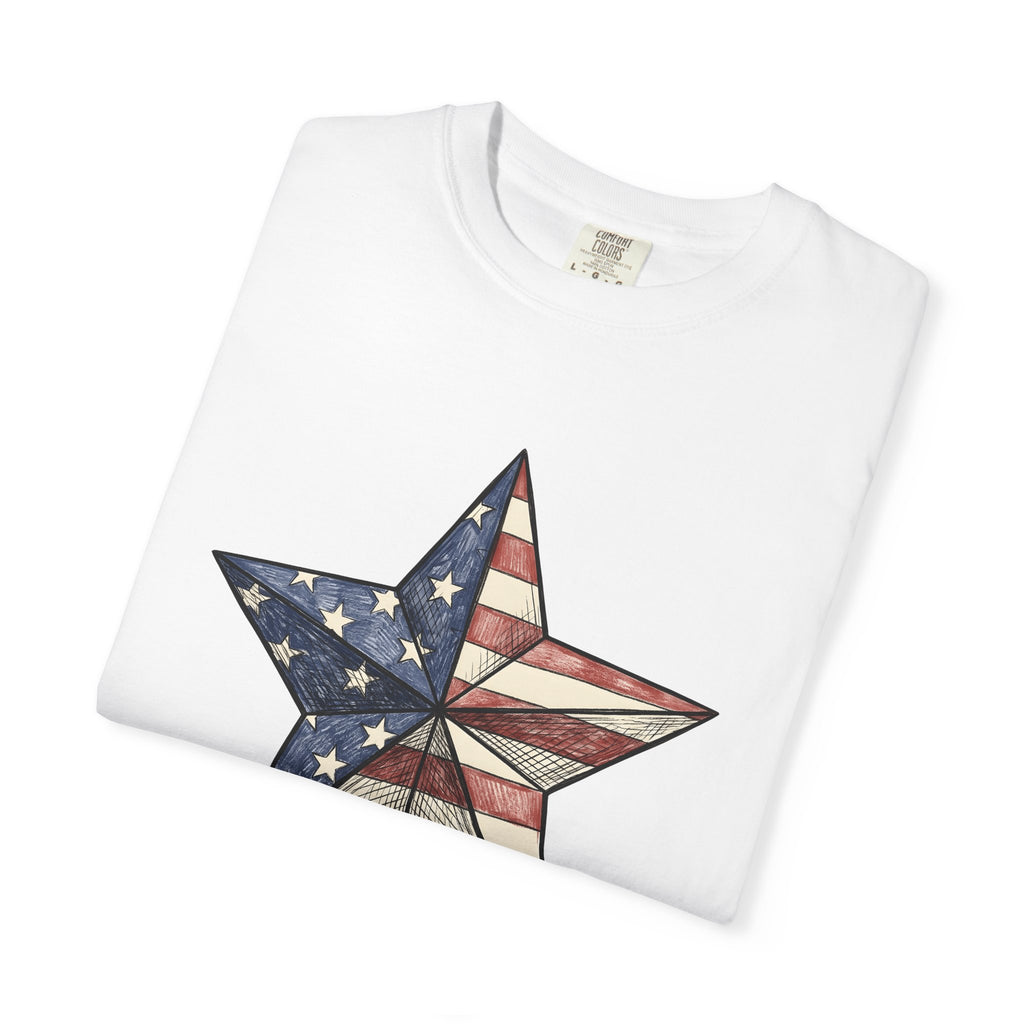 Star Emblem Shirt America Heritage Gift Women Cartoon Tee Symbol T-Shirt American Fan Emblem Tshirt Heritage Graphic Rustic Pennant Tshirt