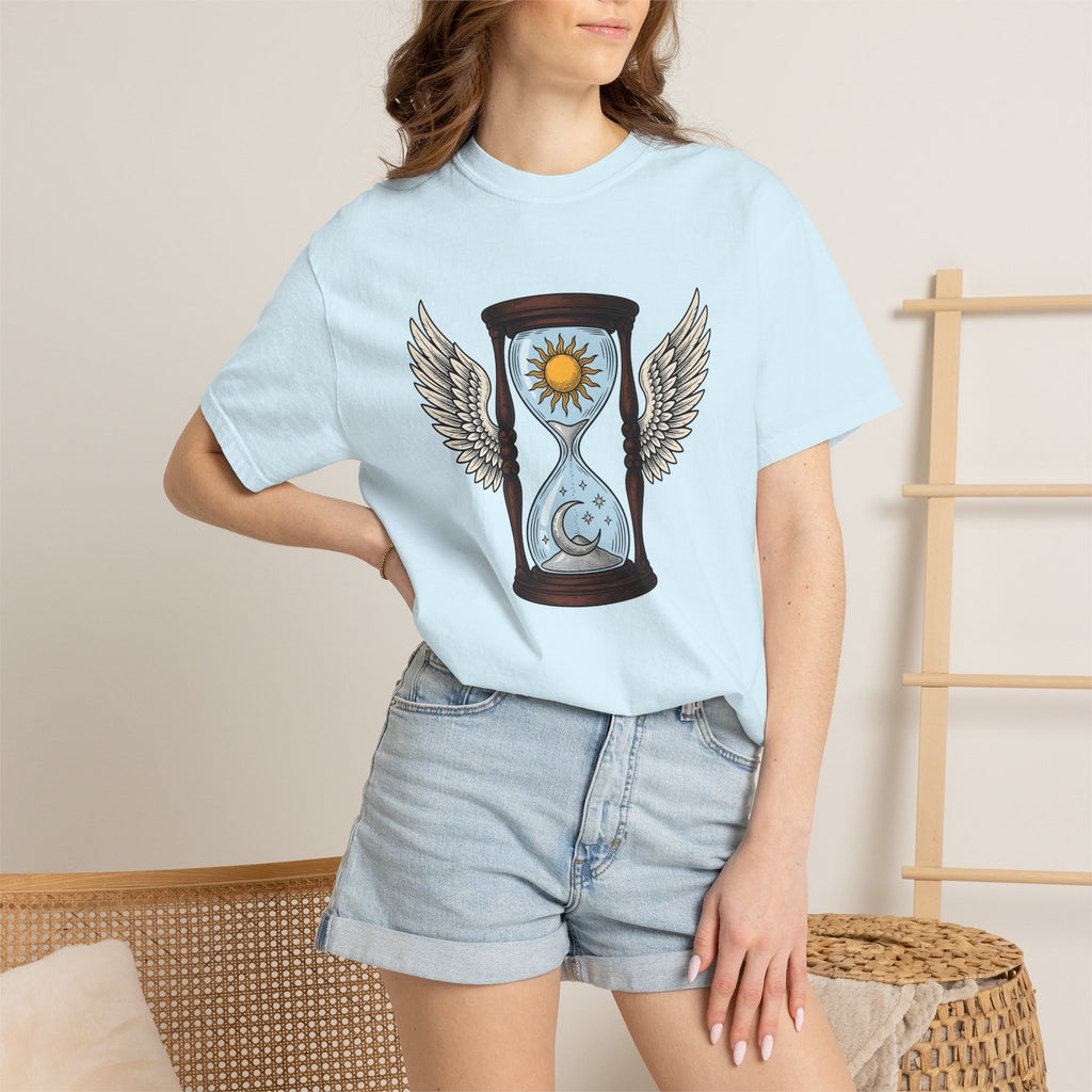 Feathered Timer Shirt Boho Chic Astrology Gift Women Tribal Tee Clock T-Shirt Bohemian Enthusiast Primitive Tshirt Zodiac Graphic Retro