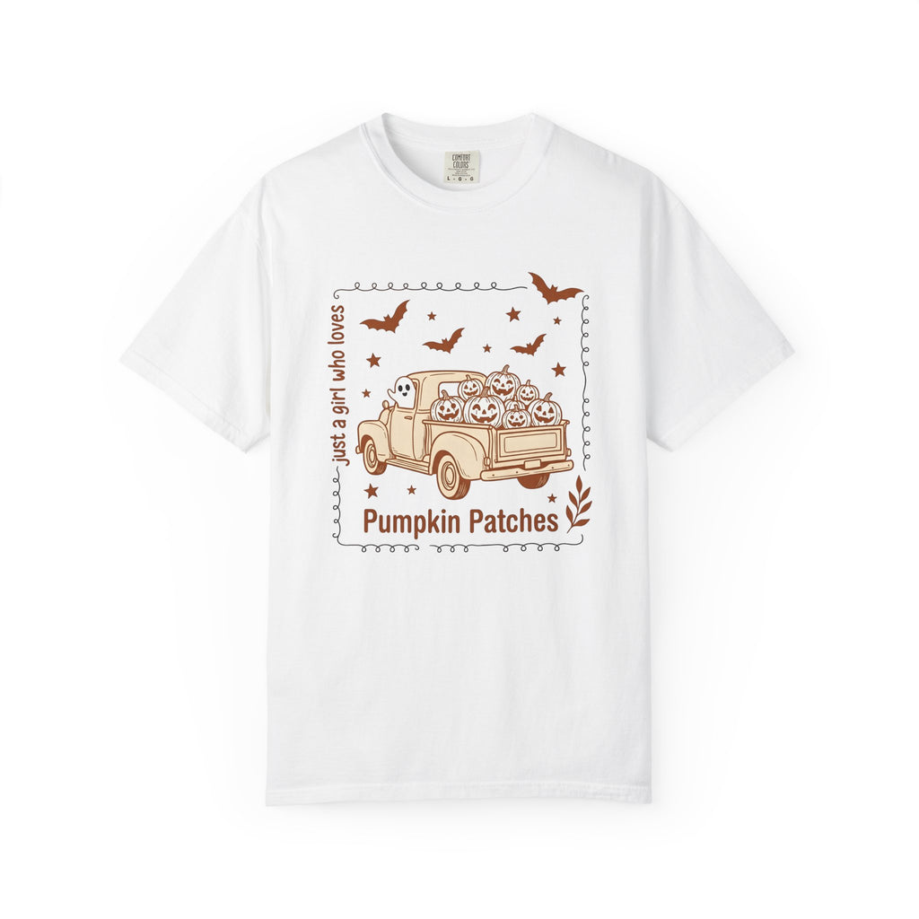 Vintage Truck Pumpkins Shirt Halloween Fall Gift Women Doodle Tee Pumpkins T-Shirt Halloween Fan Gourd Graphic Autumn Design Retro Ghost