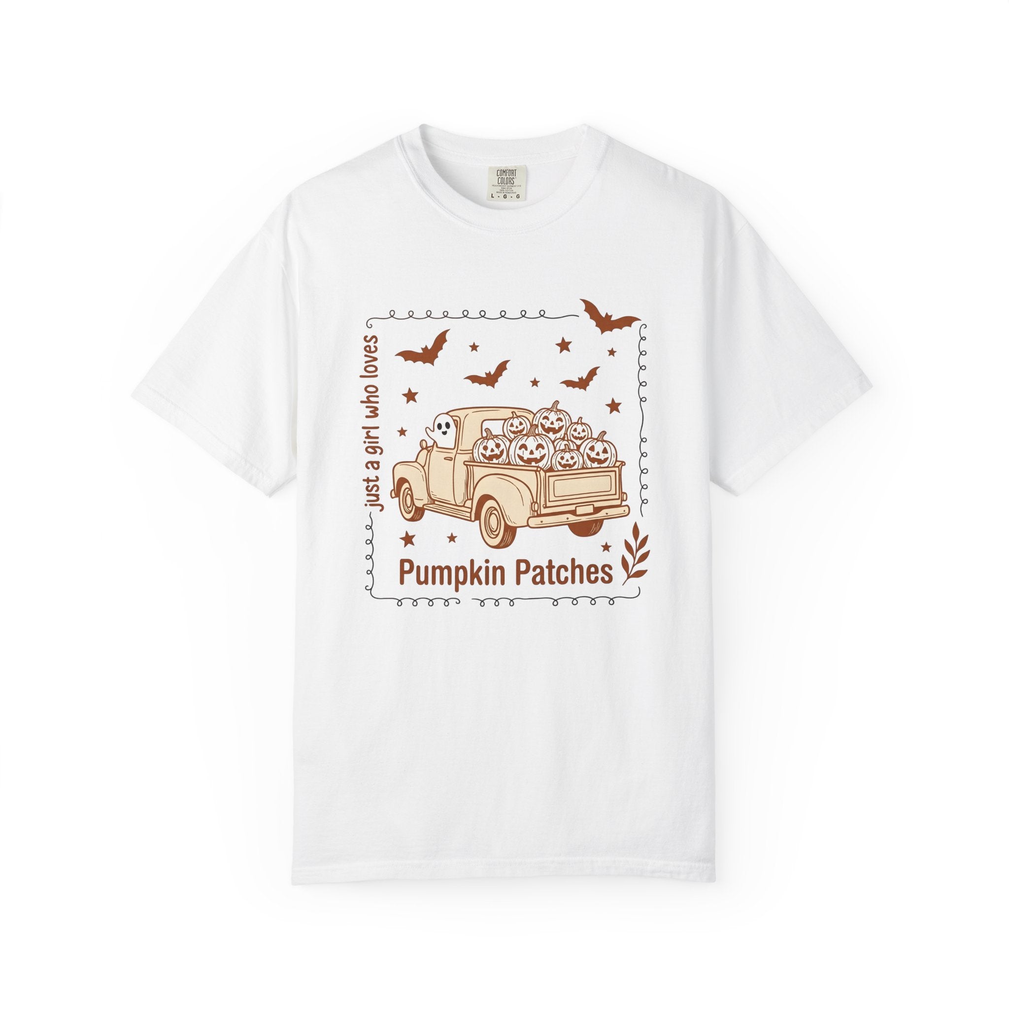 Vintage Truck Pumpkins Shirt Halloween Fall Gift Women Doodle Tee Pumpkins T-Shirt Halloween Fan Gourd Graphic Autumn Design Retro Ghost