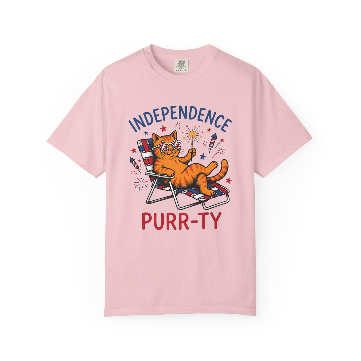 Flag Cat Shirt 4th Of July Animal Unisex Gift Hand Drawn Tee Kitty T-Shirt