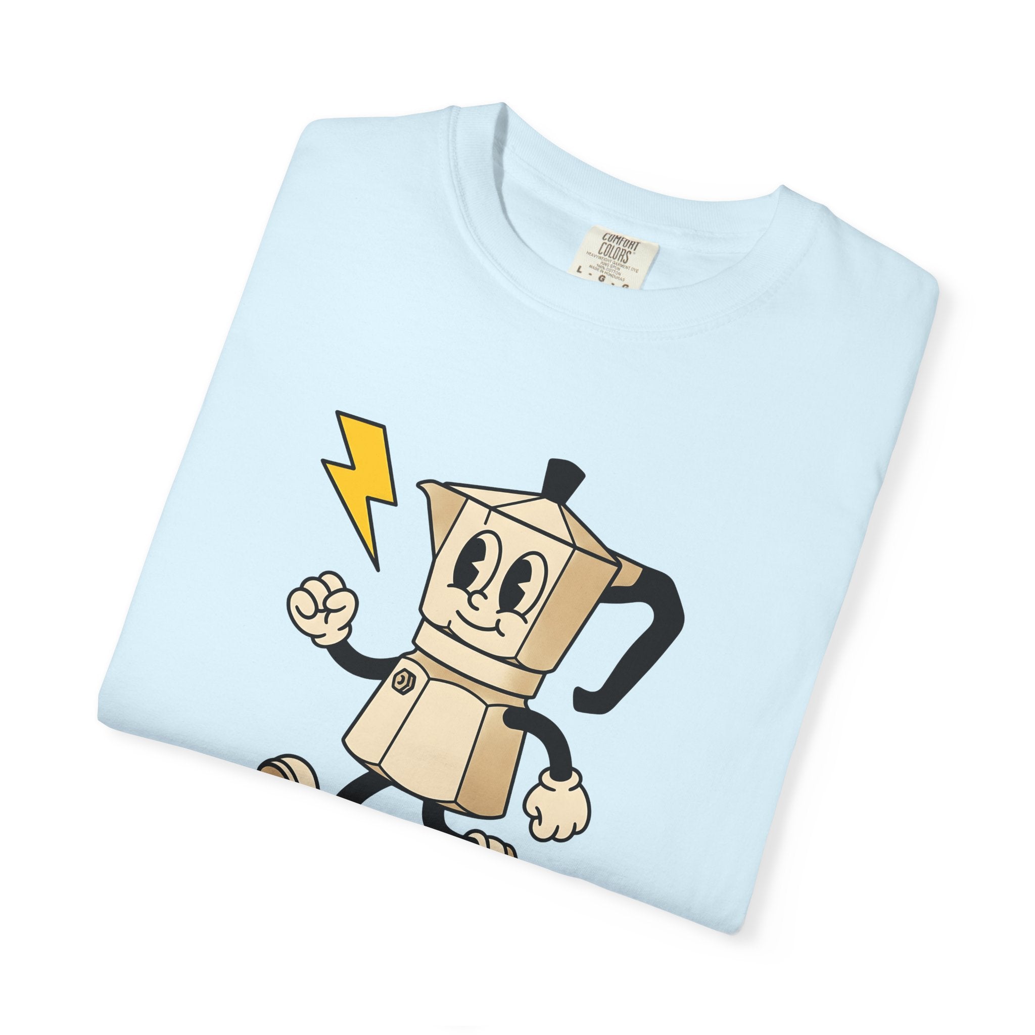 Espresso Maker Mascot Shirt Coffee Jokes Gift Women Comic Tee Coffee Machine T-Shirt Coffee Fan Cartoon Tshirt Humor Graphic Vintage Spark