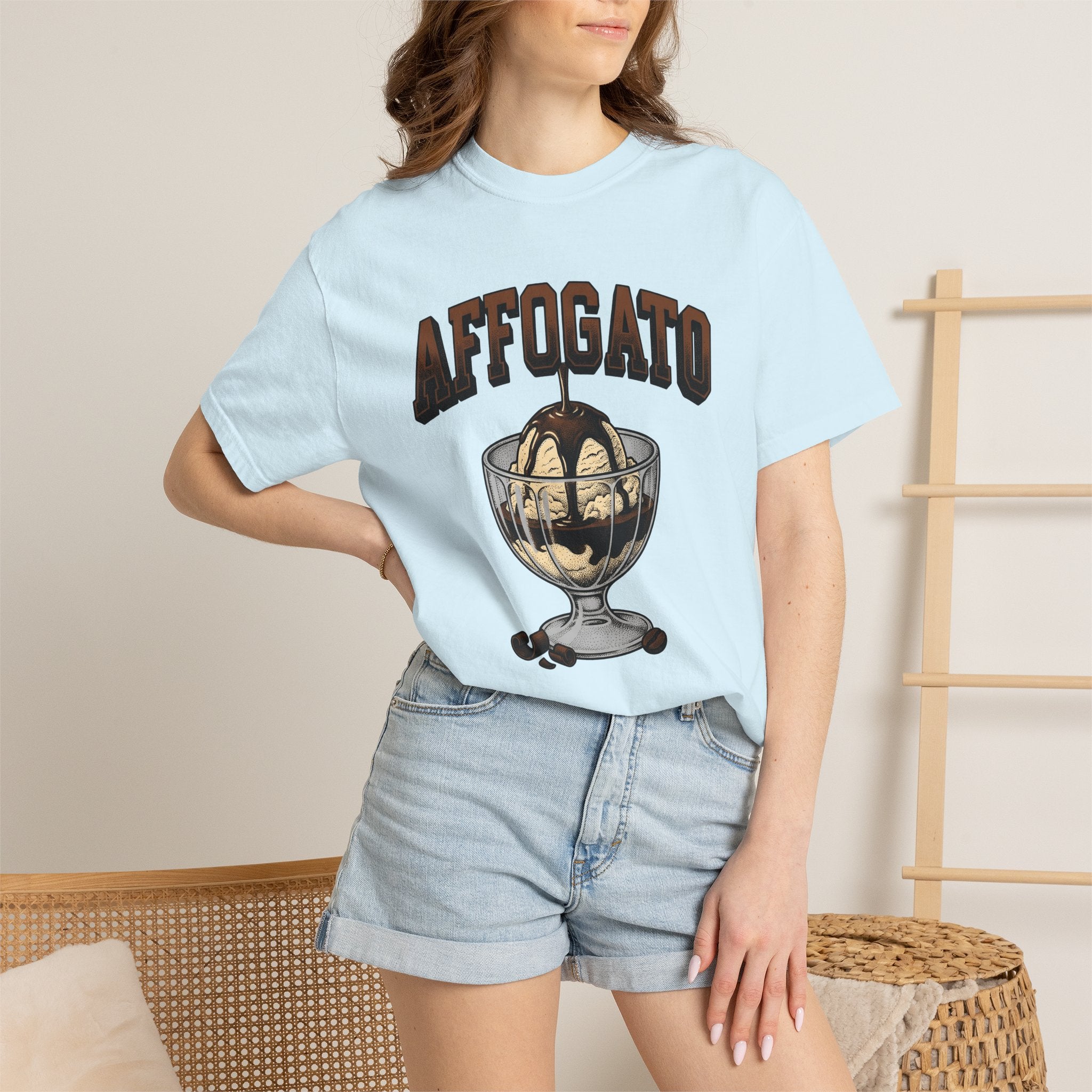 Affogato Treat Shirt Desserts Food Gift Women Retro Tee Gelato T-Shirt Sweets Fan Vintage Tshirt Cuisine Graphic Sketch Coffee Beans Tshirt
