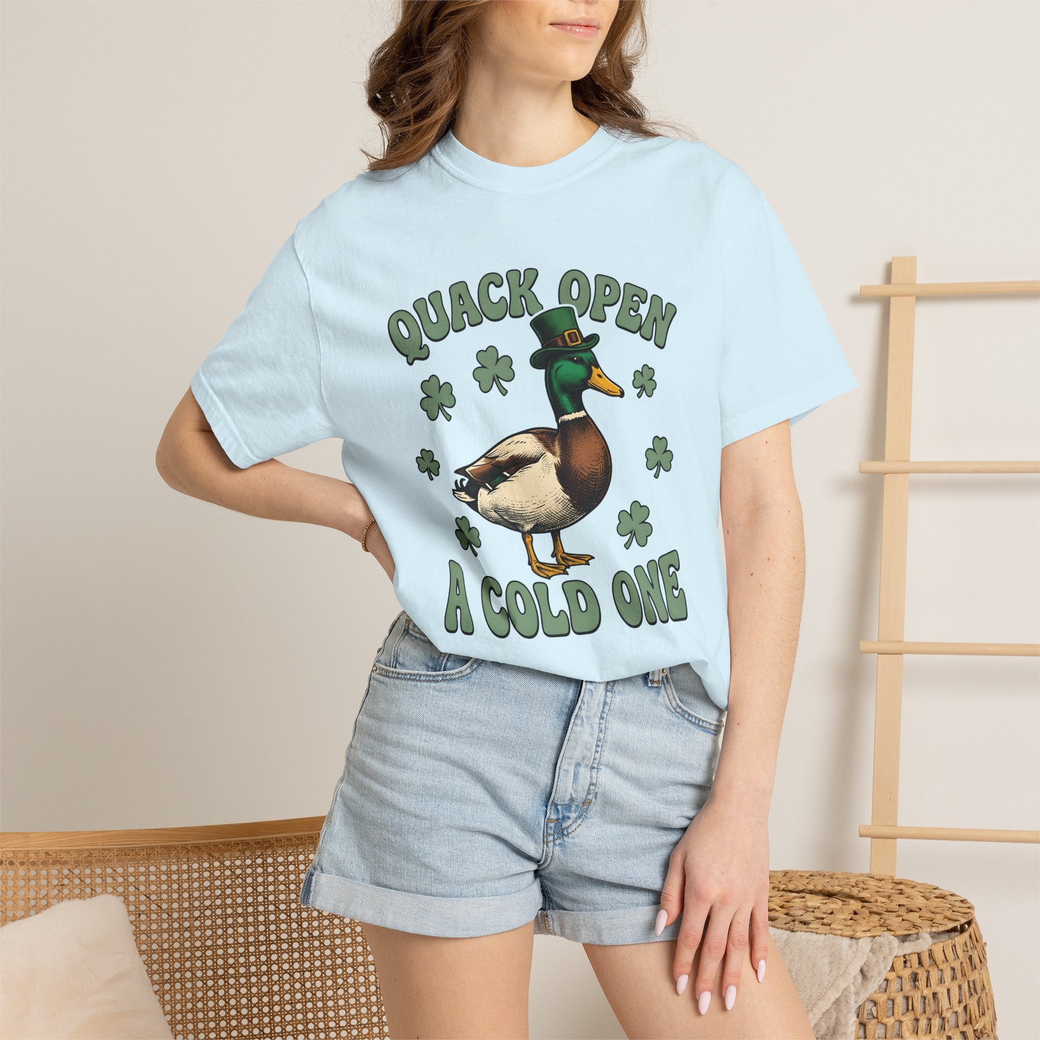 Duck Hat Shirt St Patrick's Day Comedy Gift Women Nostalgic Tee Duckbill T-Shirt Shamrock Fan Retro Tshirt Humor Graphic Outline Four Leaf