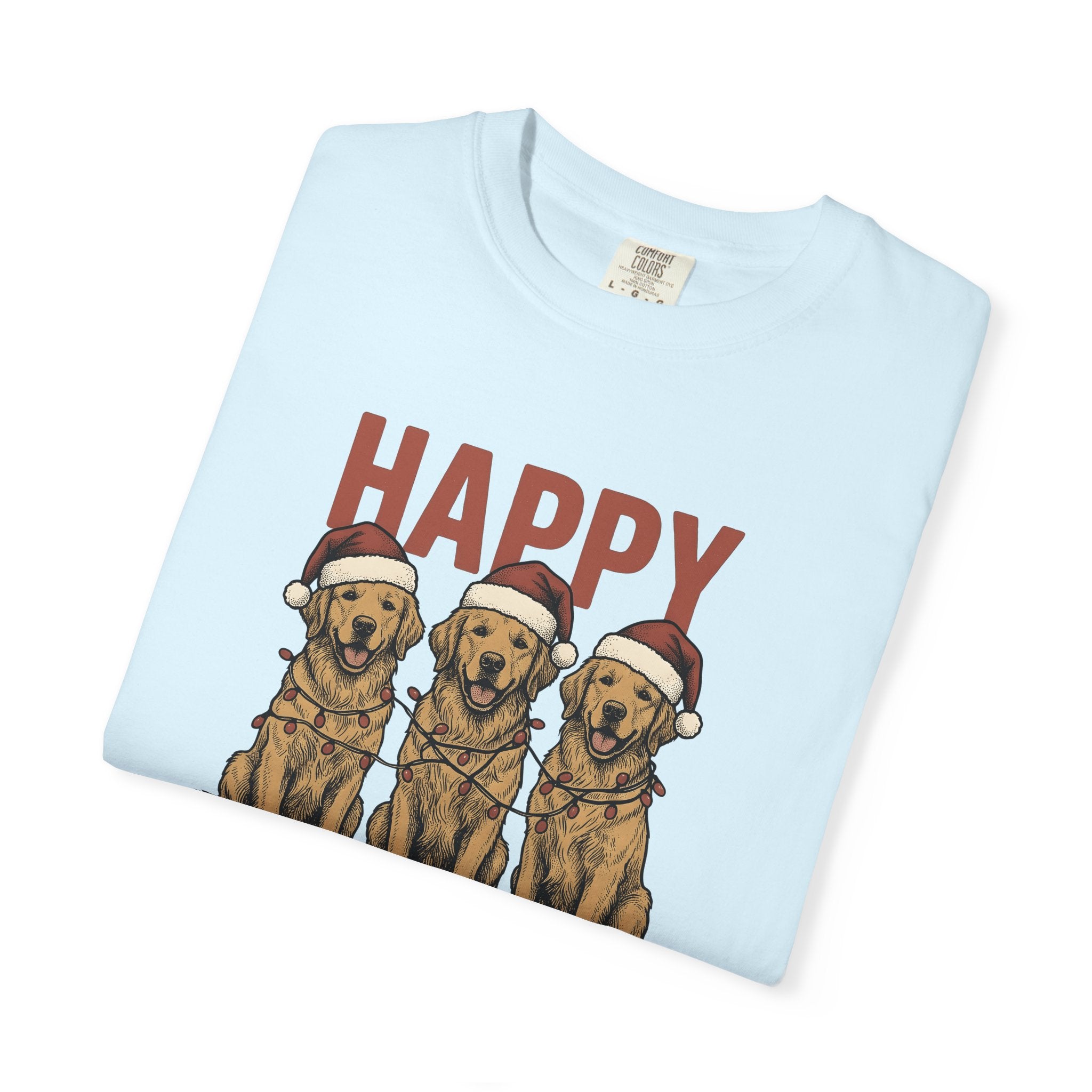 Retriever Dog Shirt Christmas Animal Gift Women Hand Drawn Tee Dog T-Shirt Xmas Fan Canine Graphic Tshirt Line Art Santa Claus Hat Tshirt