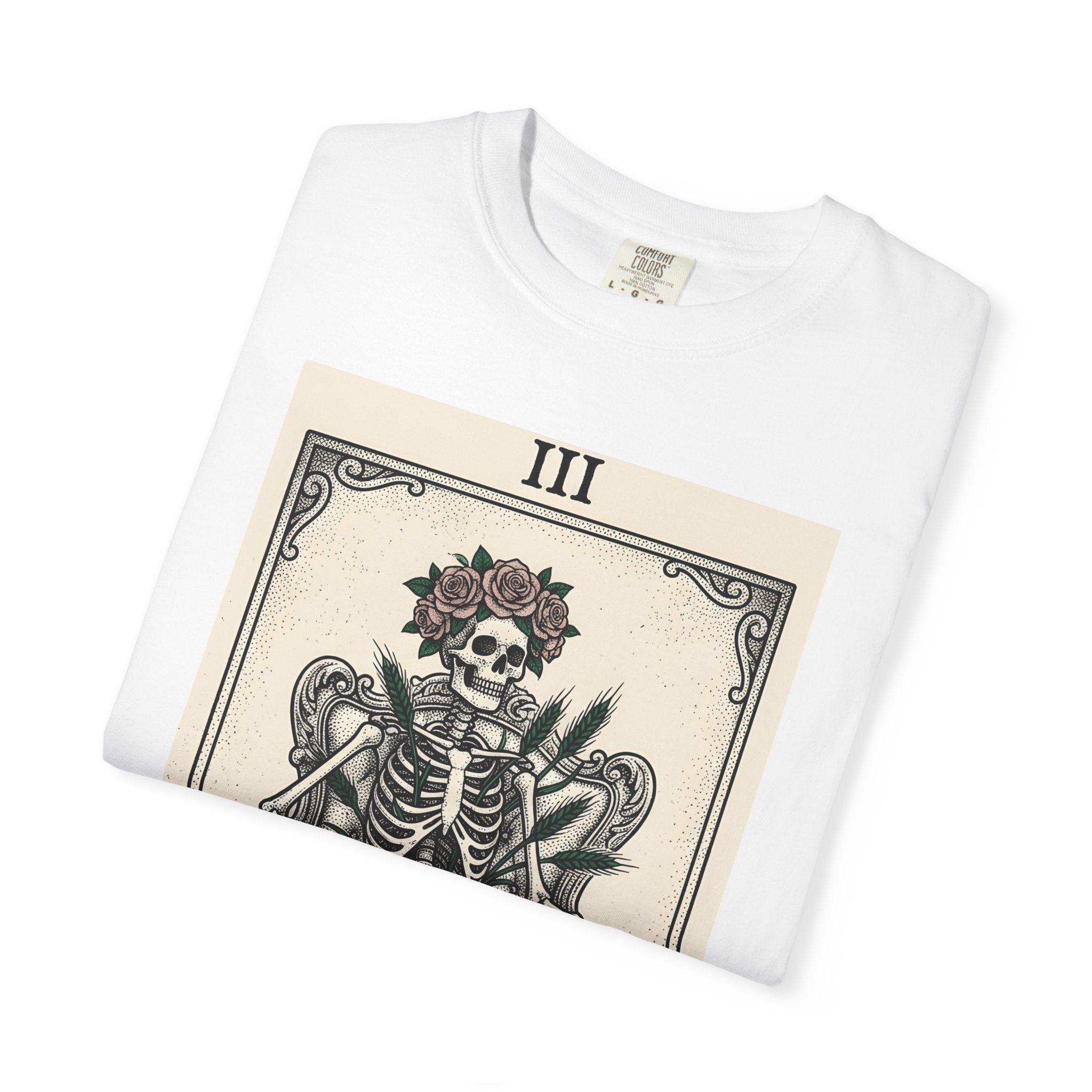Skeleton Tarot Card Shirt Boho Chic Gothic Gift Women Boho Tee Tarot Card T-Shirt Hippie Fan Bohemian Tshirt Dark Graphic Vintage Floral