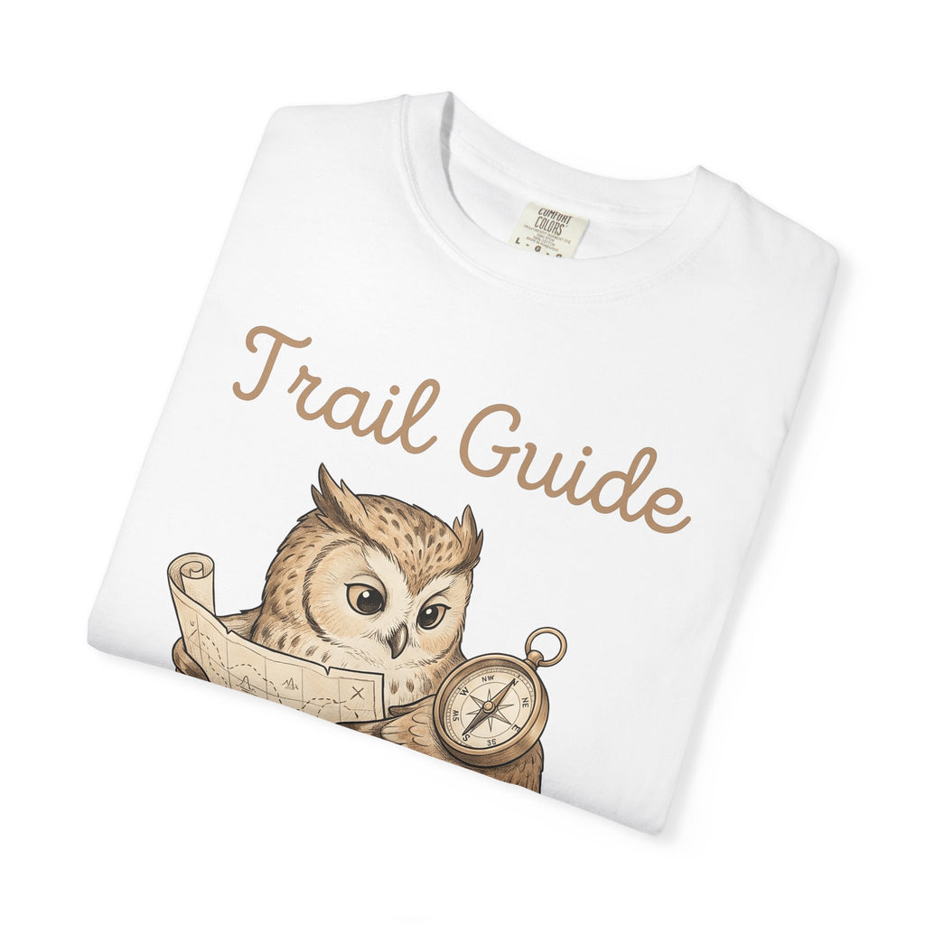 Owl Map Shirt Hiking Exploration Gift Women Cartoon Tee Owl T-Shirt Trekker Fan Hand Drawn Tshirt Adventure Graphic Illustrative Compass
