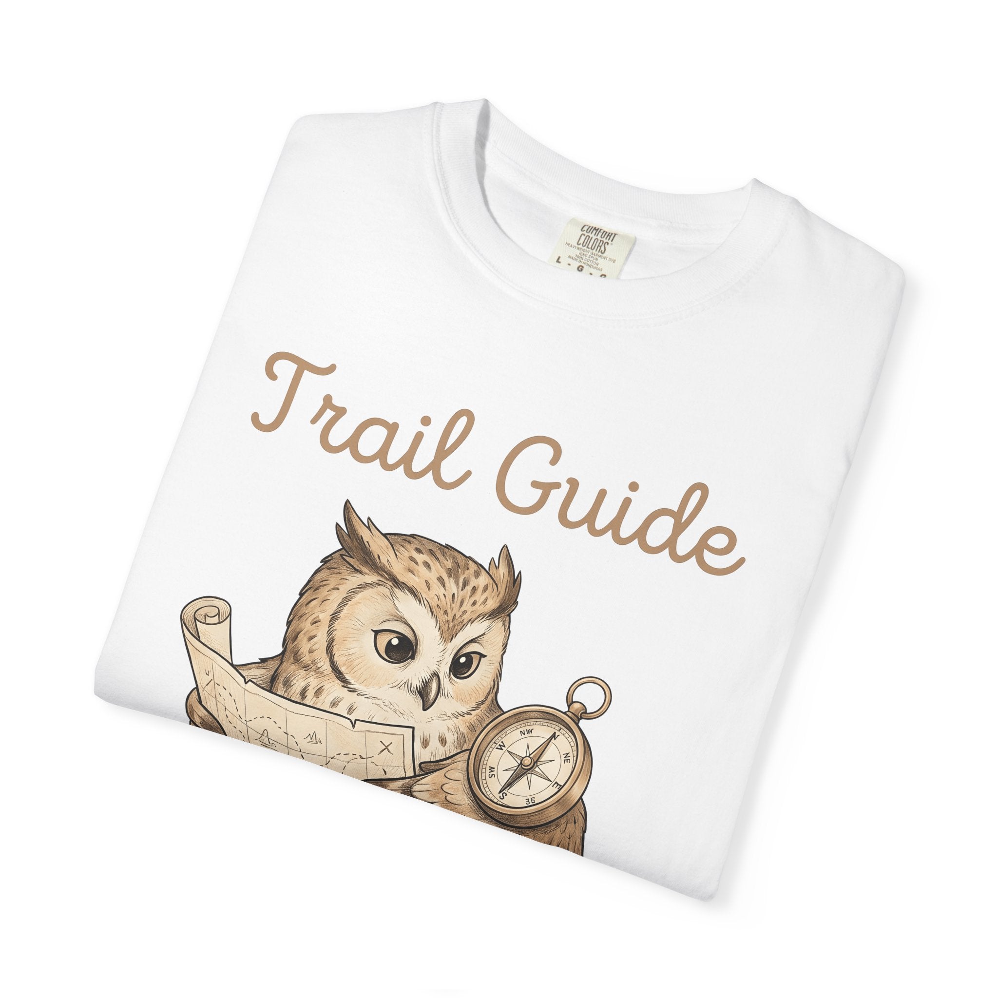 Owl Map Shirt Hiking Exploration Gift Women Cartoon Tee Owl T-Shirt Trekker Fan Hand Drawn Tshirt Adventure Graphic Illustrative Compass