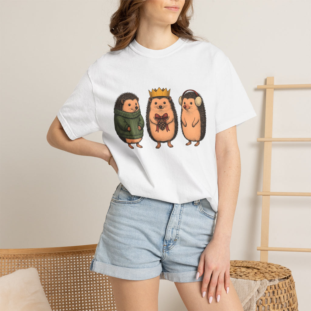 Hedgehog Group Shirt Christmas Wildlife Gift Women Adorable Tee Porcupine T-Shirt Xmas Fan Quill Graphic Tshirt Retro Pullover Tshirt