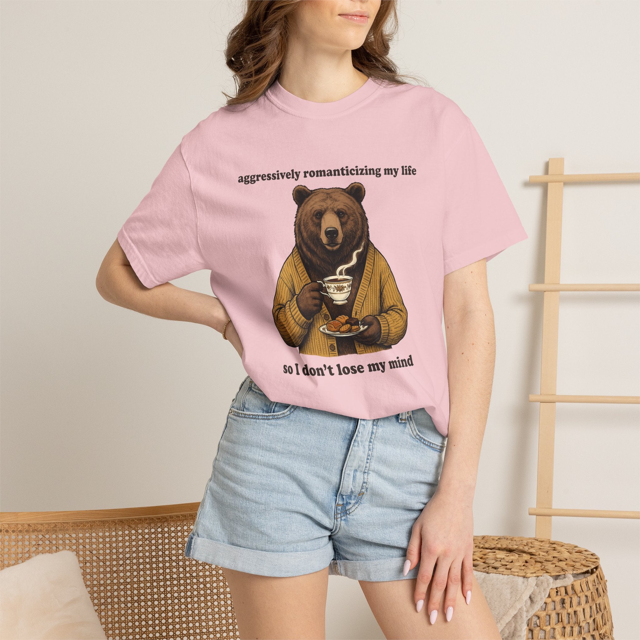 Bear Drink Shirt Funny Creatures Gift Women Classic Tee Bear T-Shirt Humor Fan Vintage Tshirt Animal Graphic Cartoon Cakes Tshirt