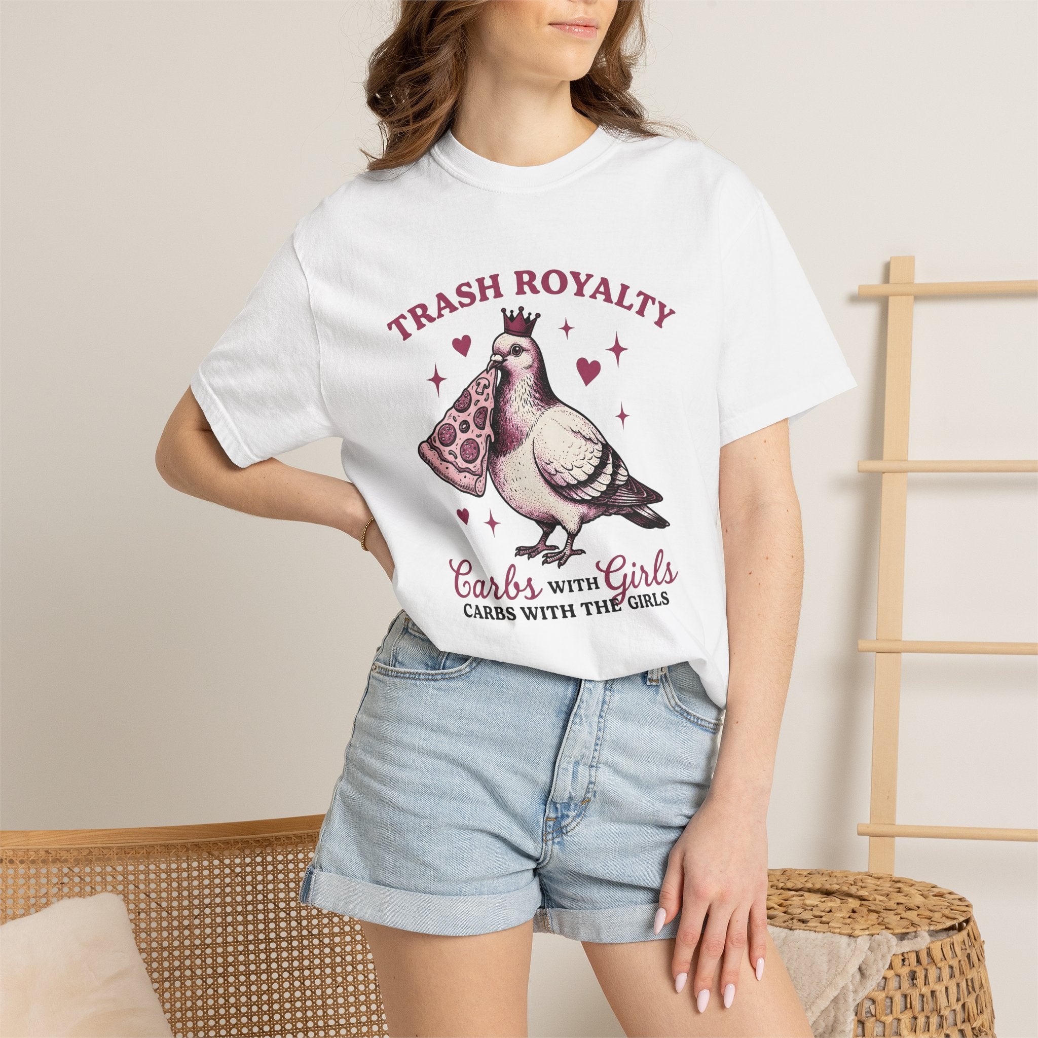 Bird Pizza Shirt St. Valentine's Day Meal Gift Women Line Art Tee Pizza T-Shirt Valentine Fan Simple Tshirt Food Graphic Minimalist