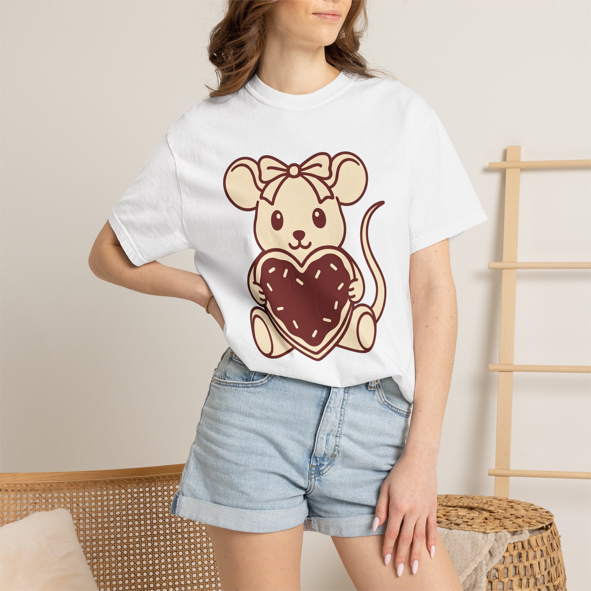 Rat Heart Shirt St. Valentine's Day Pet Gift Women Cute Tee Rodent T-Shirt Valentine Fan Kawaii Tshirt Animal Graphic Comic Ribbon Tshirt