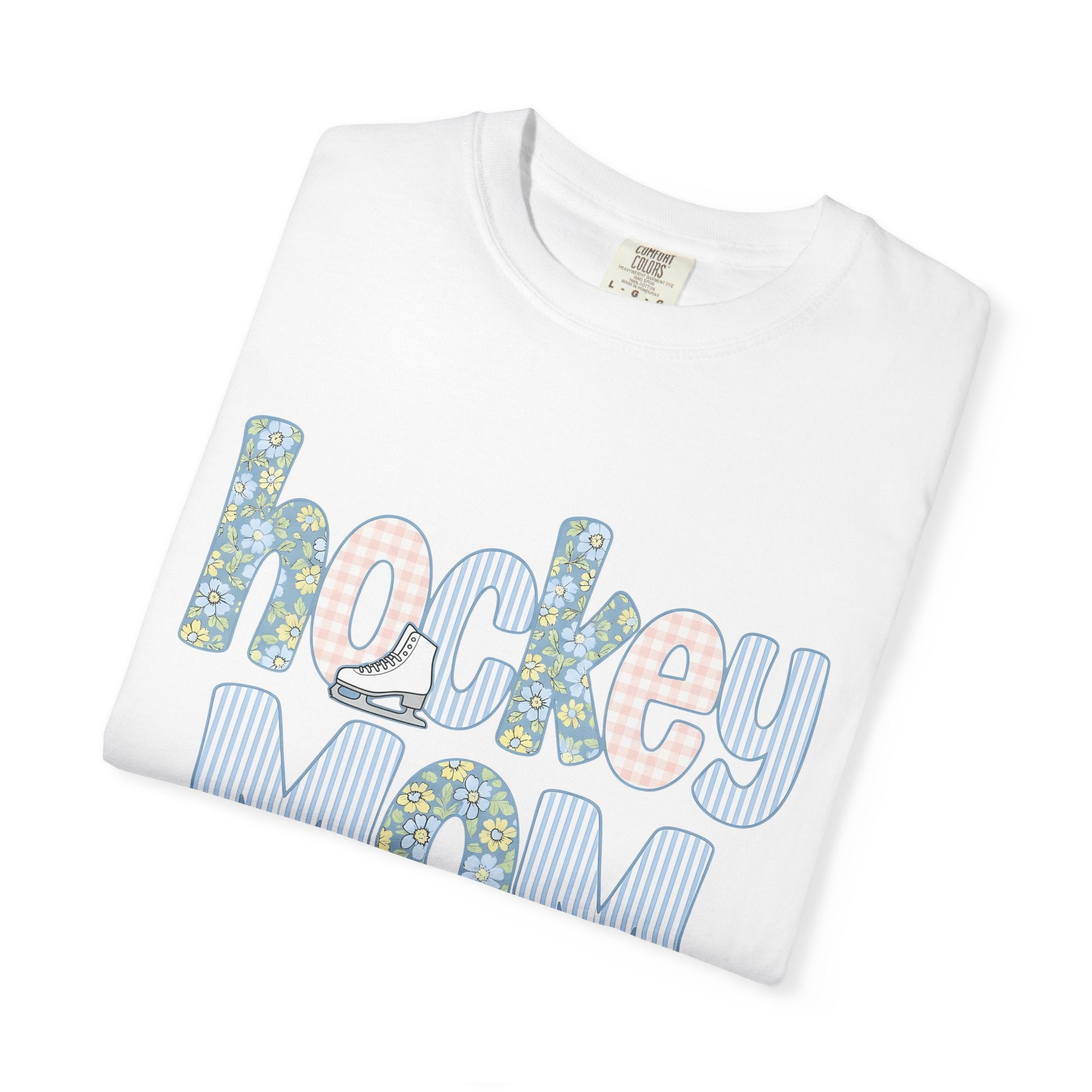 Ice Skate Graphic Shirt Hockey Mom Sports Gift Women Floral Tee Ice Skating T-Shirt Hockey Fan Floral Tshirt Athlete Graphic Retro Pastel