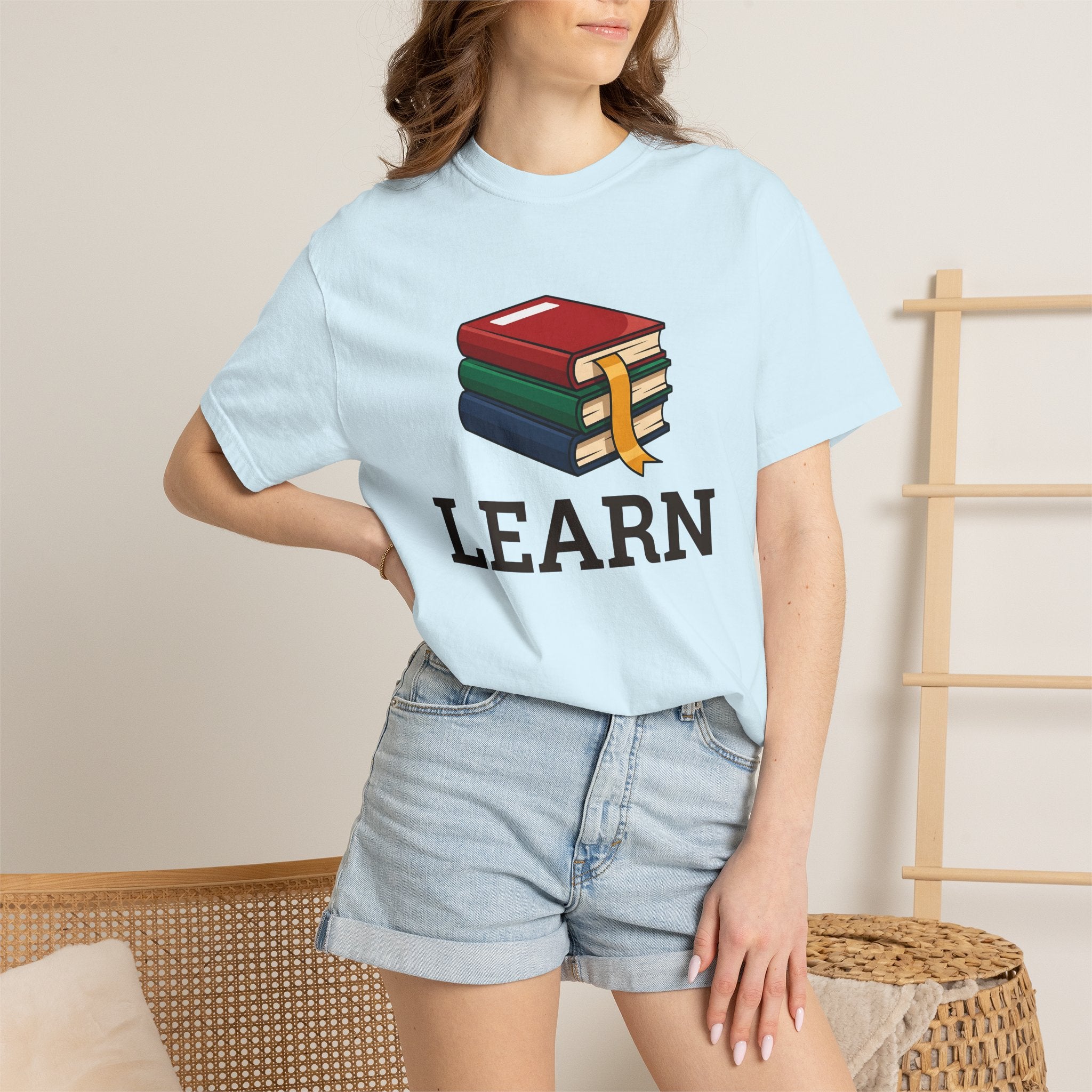 Stacked Volumes Shirt Teachers Schooling Gift Women Animated Tee Book Stack T-Shirt Educator Enthusiast Cartoon Tshirt Education Graphic