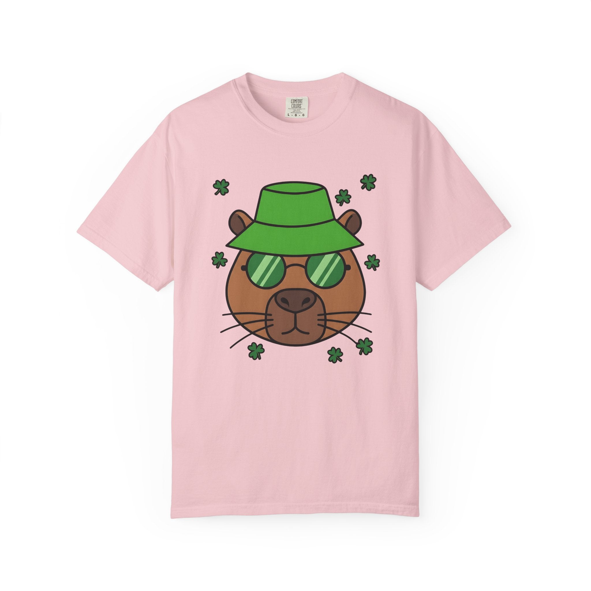 Capybara Shirt St Patrick's Day Critters Gift Women Caricature Tee Rodent T-Shirt Luck Enthusiast Cartoon Tshirt Animal Graphic Line Art