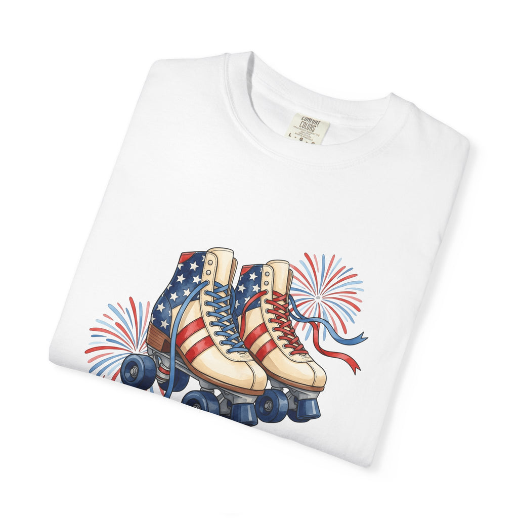 Quad Skates Shirt 4th Of July Nostalgia Gift Women Independence Day Tee Roller Skates T-Shirt Fourth Of July Fan Patriotic Tshirt Retro