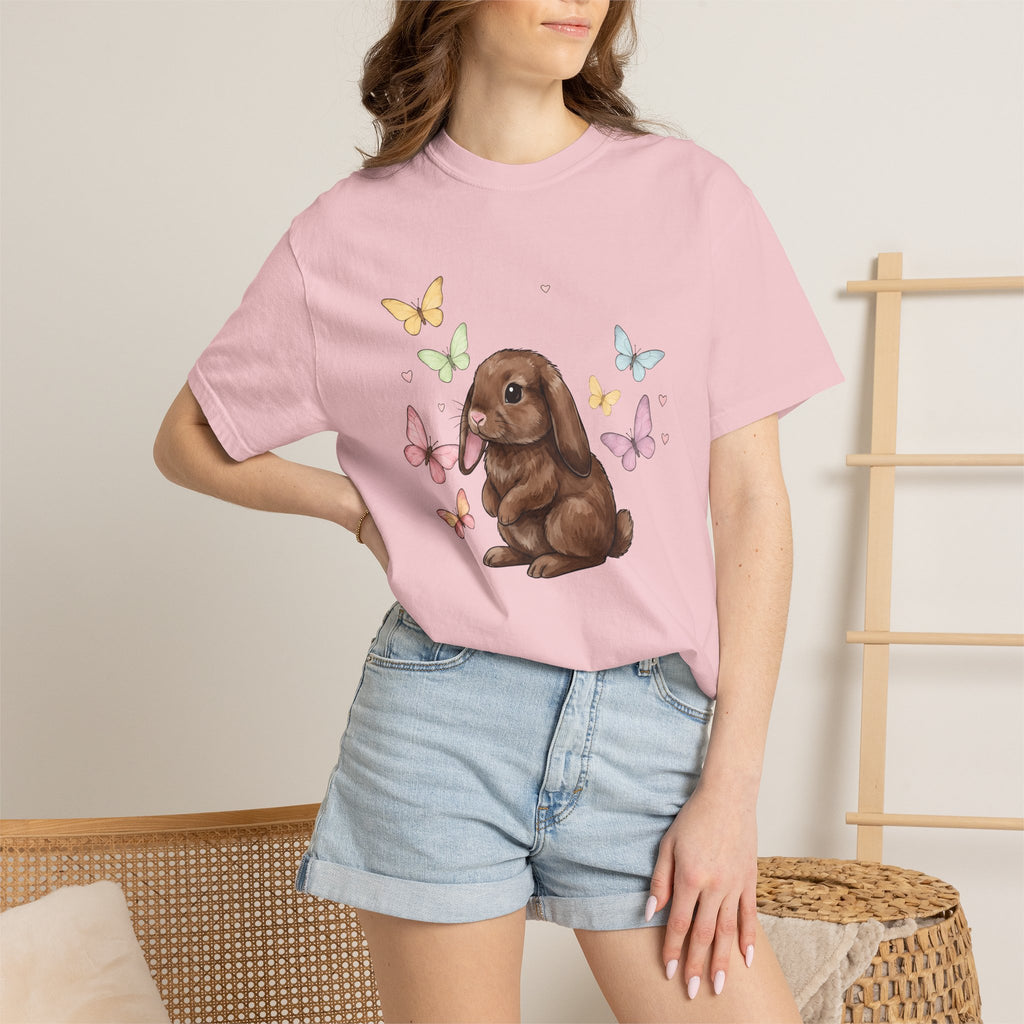 Rabbit Bunny Shirt Easter Wildlife Gift Women Paint Tee Bunny T-Shirt Easter Fan Hare Tshirt Wildlife Graphic Sketch Moths Tshirt