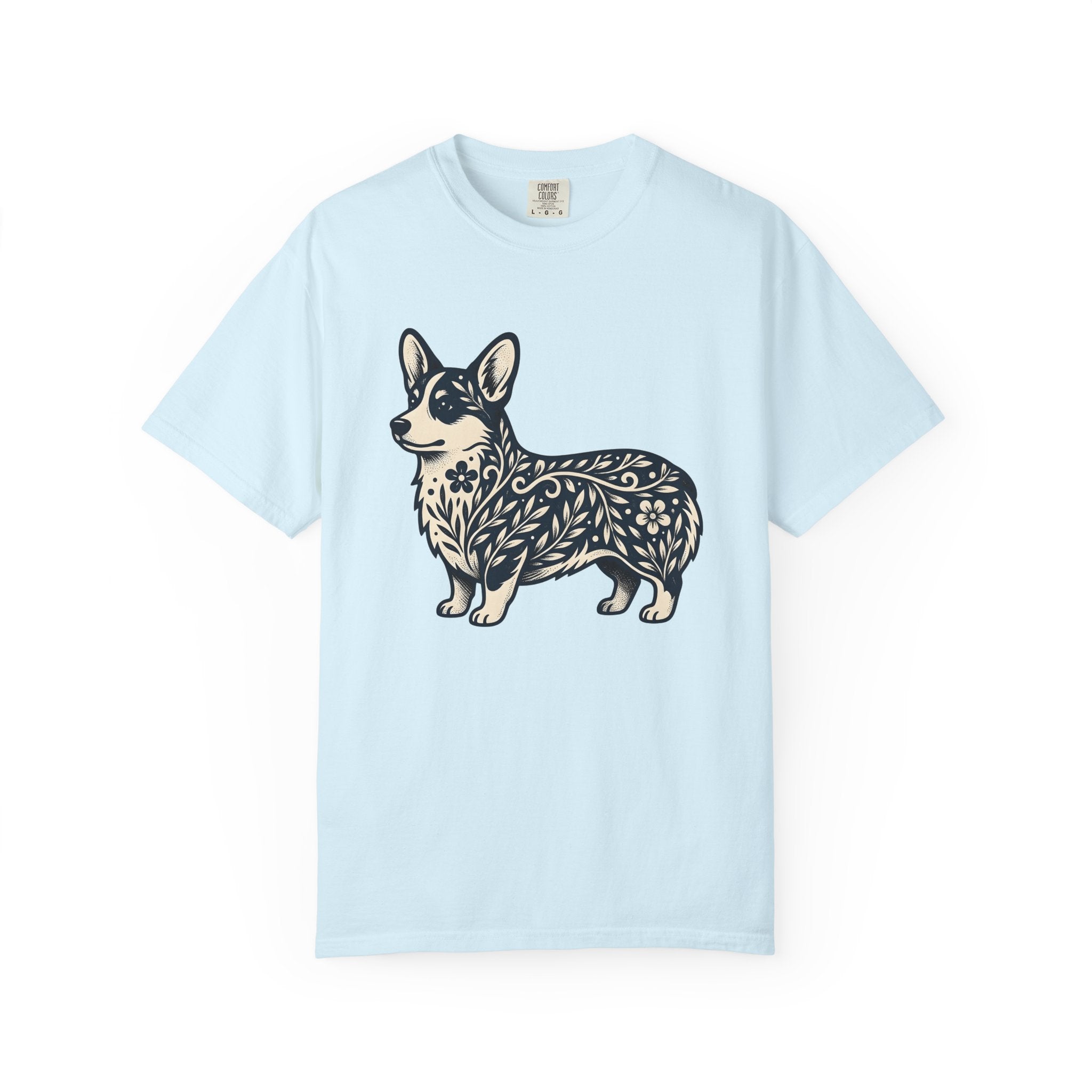 Corgi Pet Shirt Dog Blossom Gift Women Tribal Tee Puppy T-Shirt Dog Fan Canine Tshirt Floral Graphic Classic Botanical Print Tshirt