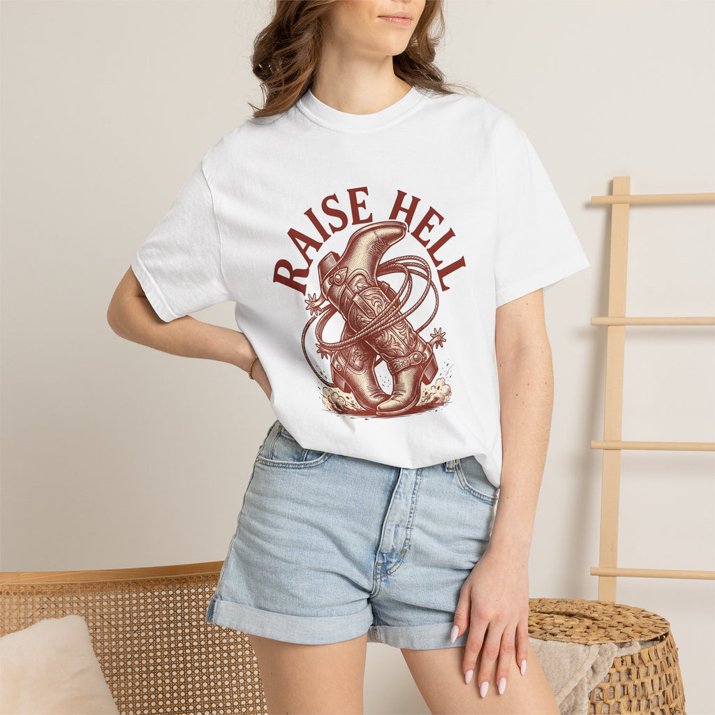 Cowboy Boots Shirt Cowgirl Western Gift Women Vintage Tee Boots T-Shirt Rodeo Fan Cowboy Graphic Hand Drawn Lasso Tshirt