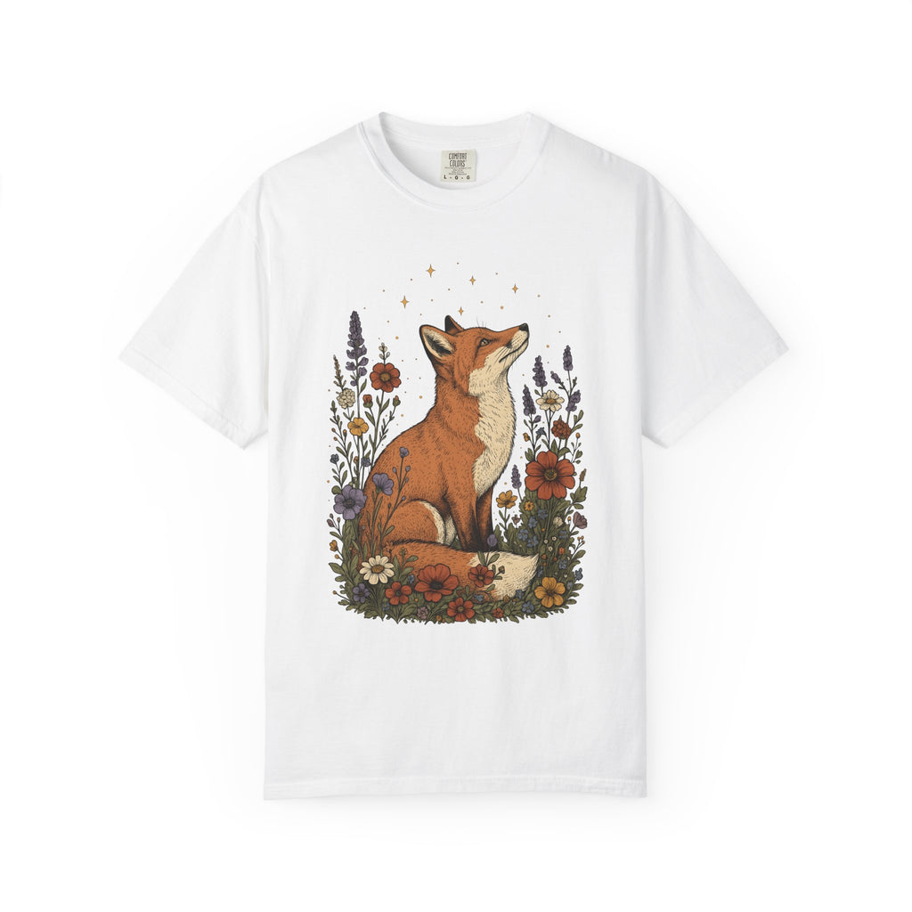 Fox Blossom Shirt Animals & Flowers Trees Gift Women Folk Tee Blossom T-Shirt Floral Fan Botanical Tshirt Forest Graphic Retro Twinkle
