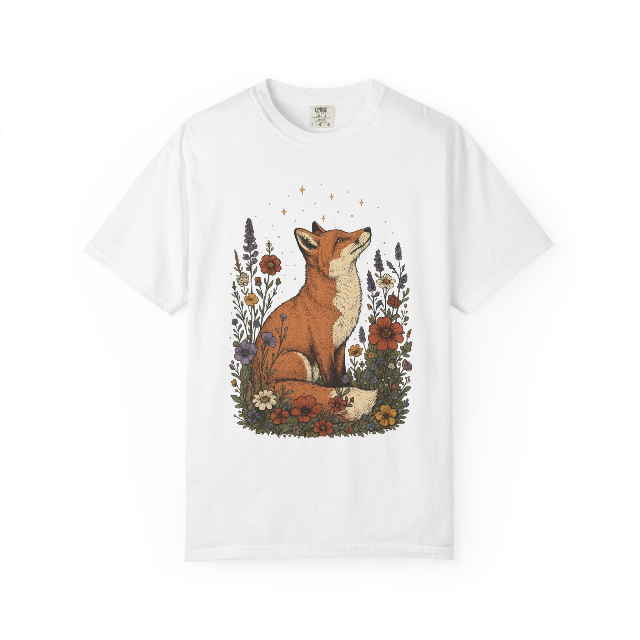 Fox Blossom Shirt Animals & Flowers Trees Gift Women Folk Tee Blossom T-Shirt Floral Fan Botanical Tshirt Forest Graphic Retro Twinkle