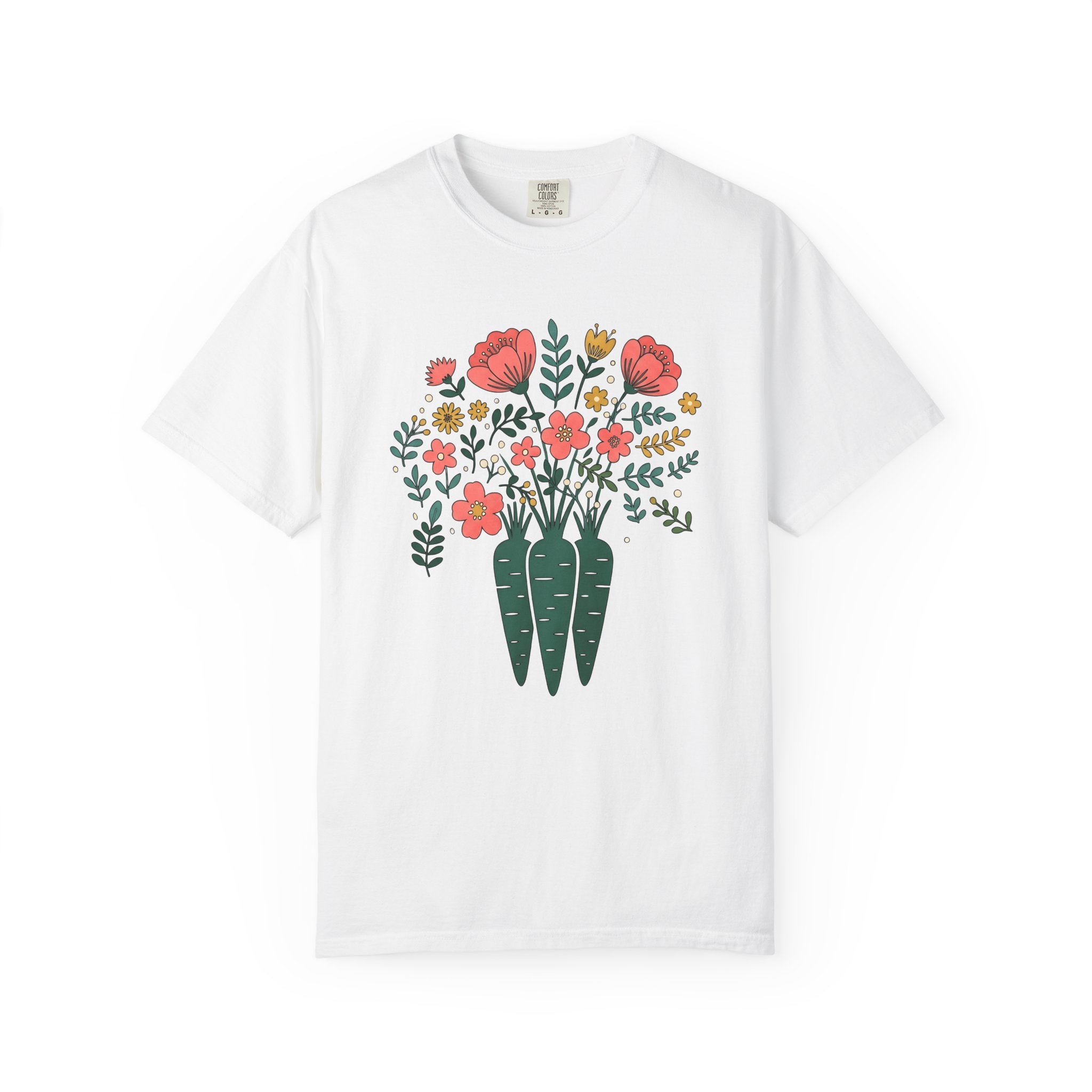 Veggie Bouquet Shirt Easter Flora Gift Women Cute Tee Flower Arrangement T-Shirt Spring Fan Floral Tshirt Botanical Graphic Outline Wild