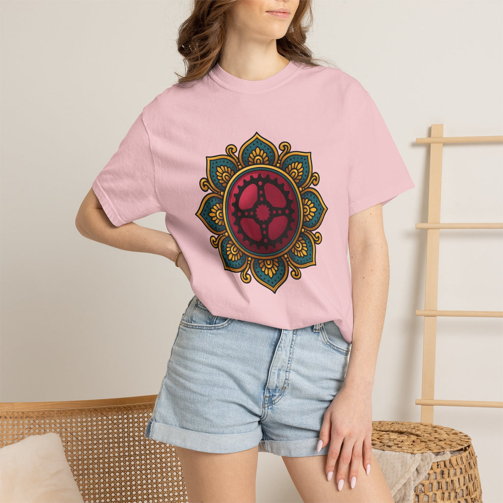 Bike Gear Mandala Shirt Sports Cycling Gift Women Boho Tee Bicycle T-Shirt Athlete Enthusiast Hippie Tshirt Biking Graphic Vintage Floral