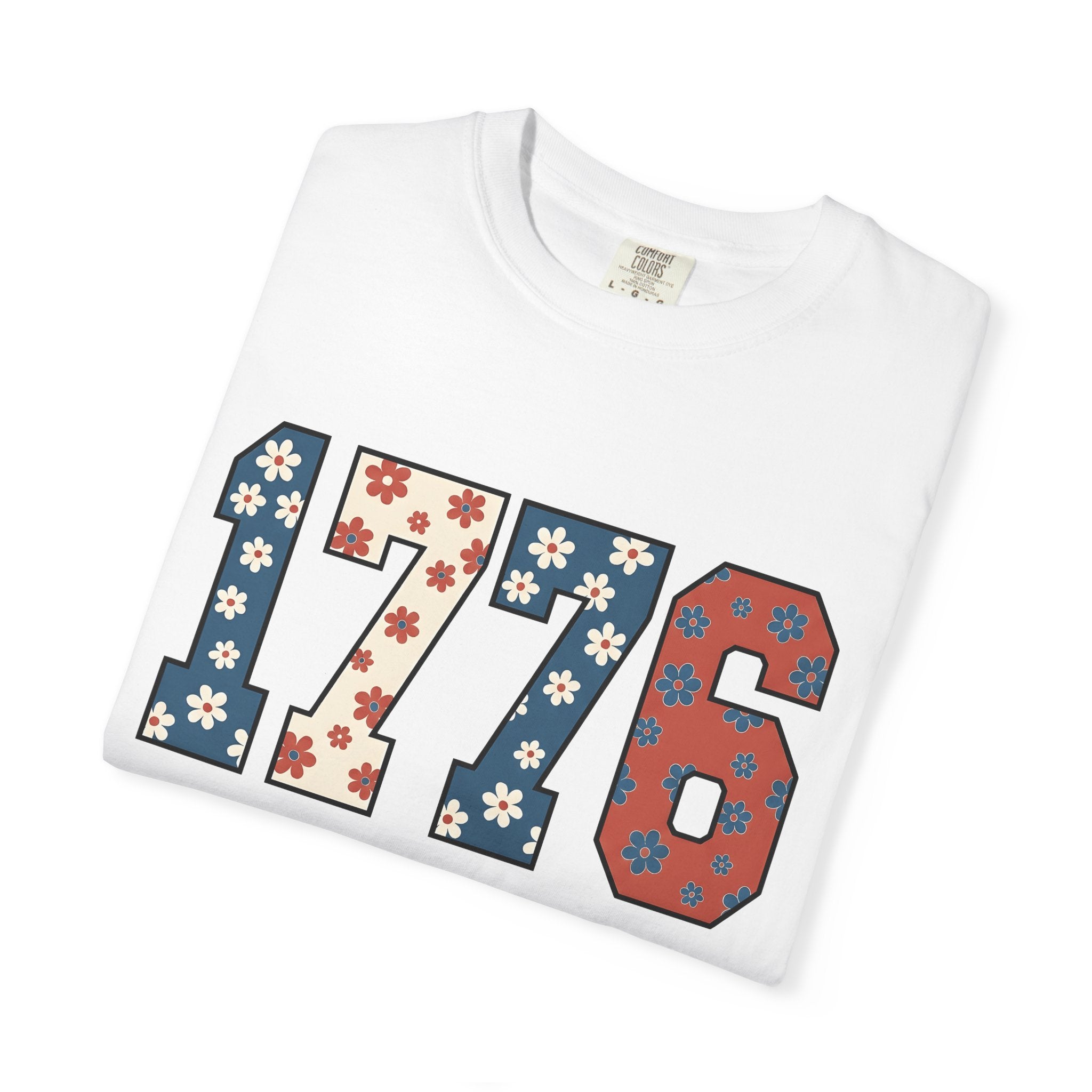 Flag Numbers Shirt America Beachwear Gift Women Botanical Tee Number Flags T-Shirt Patriot Fan Floral Tshirt Coastal Graphic Vintage
