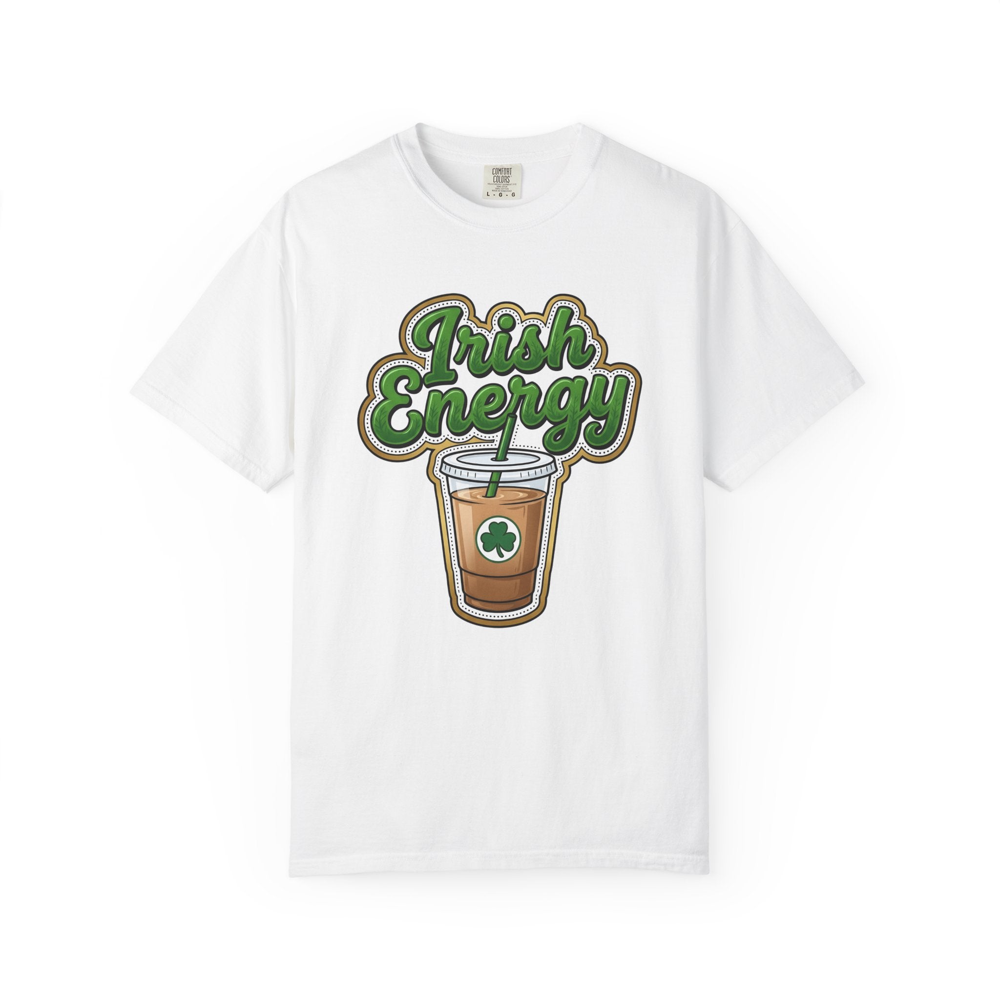 Iced Latte Glass Shirt St Patrick's Day Mocha Gift Women Comic Tee Coffee Cup T-Shirt Irish Fan Cartoon Tshirt Mocha Design Classic Shamrock